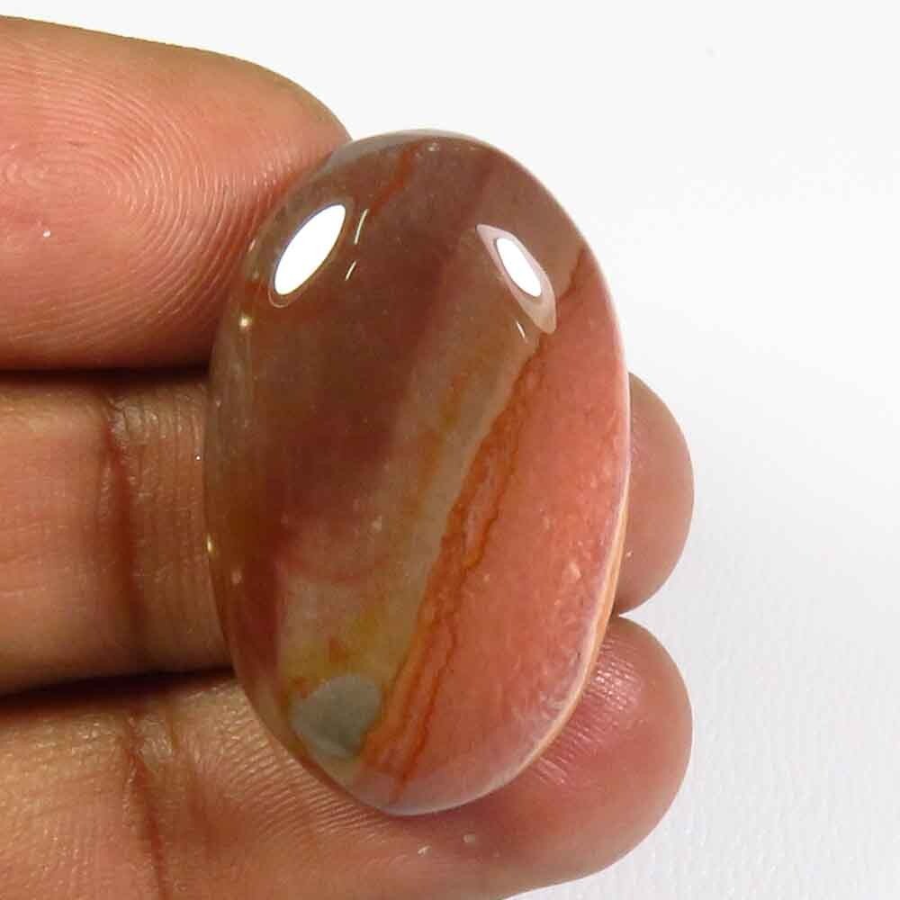 Natural Brown Polygram Gemstone 28x17mm Jasper Oval Shape Cabochon 25 Cts PG-118