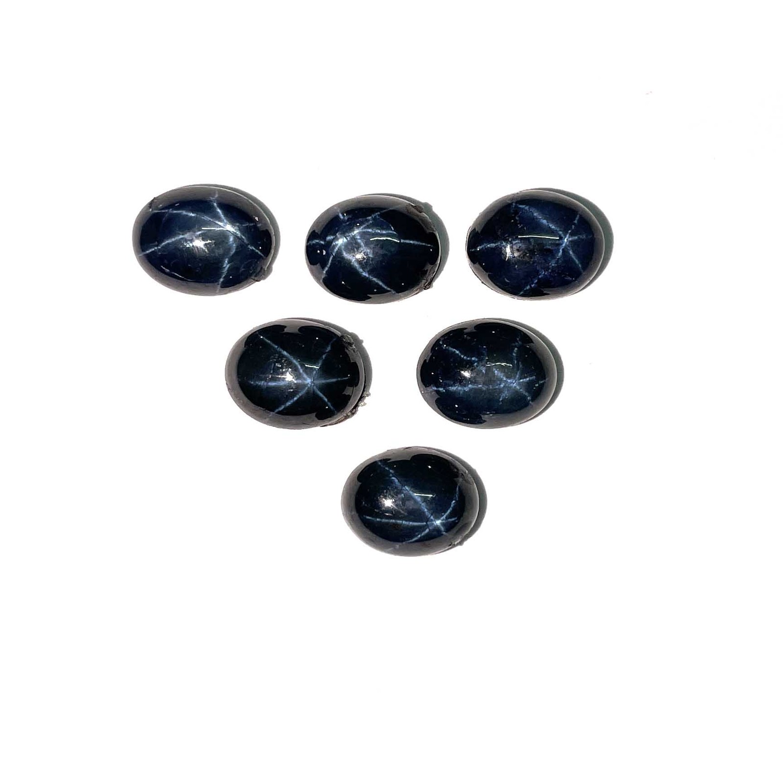 Diffused Star Blue Sapphire Oval Cabochon Loose Gemstone Lot 4 Pcs 7*9 MM 12 CT