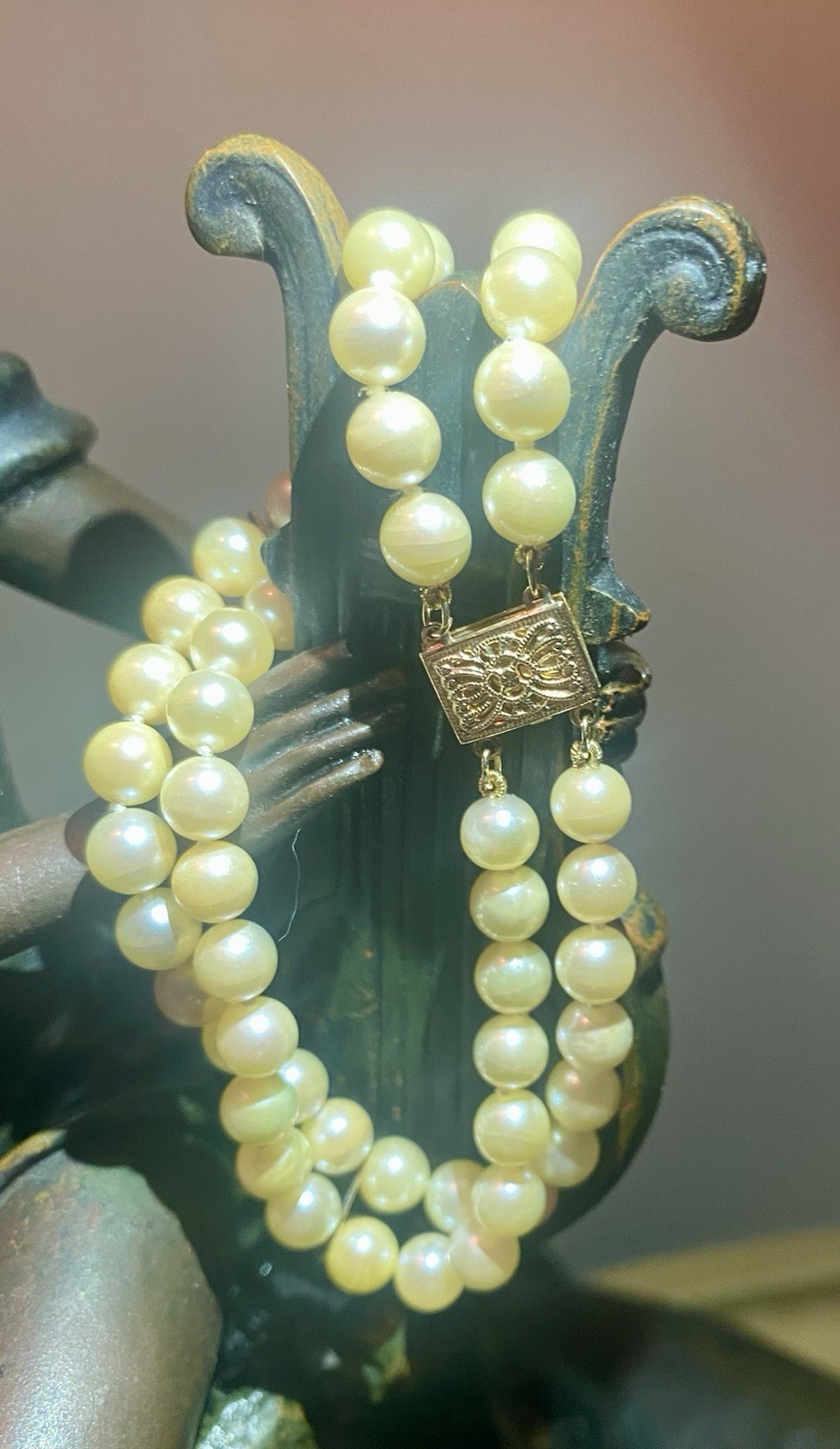14k Glod genuine Cultured AA Akoya Pearl Double Strand Bracelet 5-5.5mm 7.5 Inch