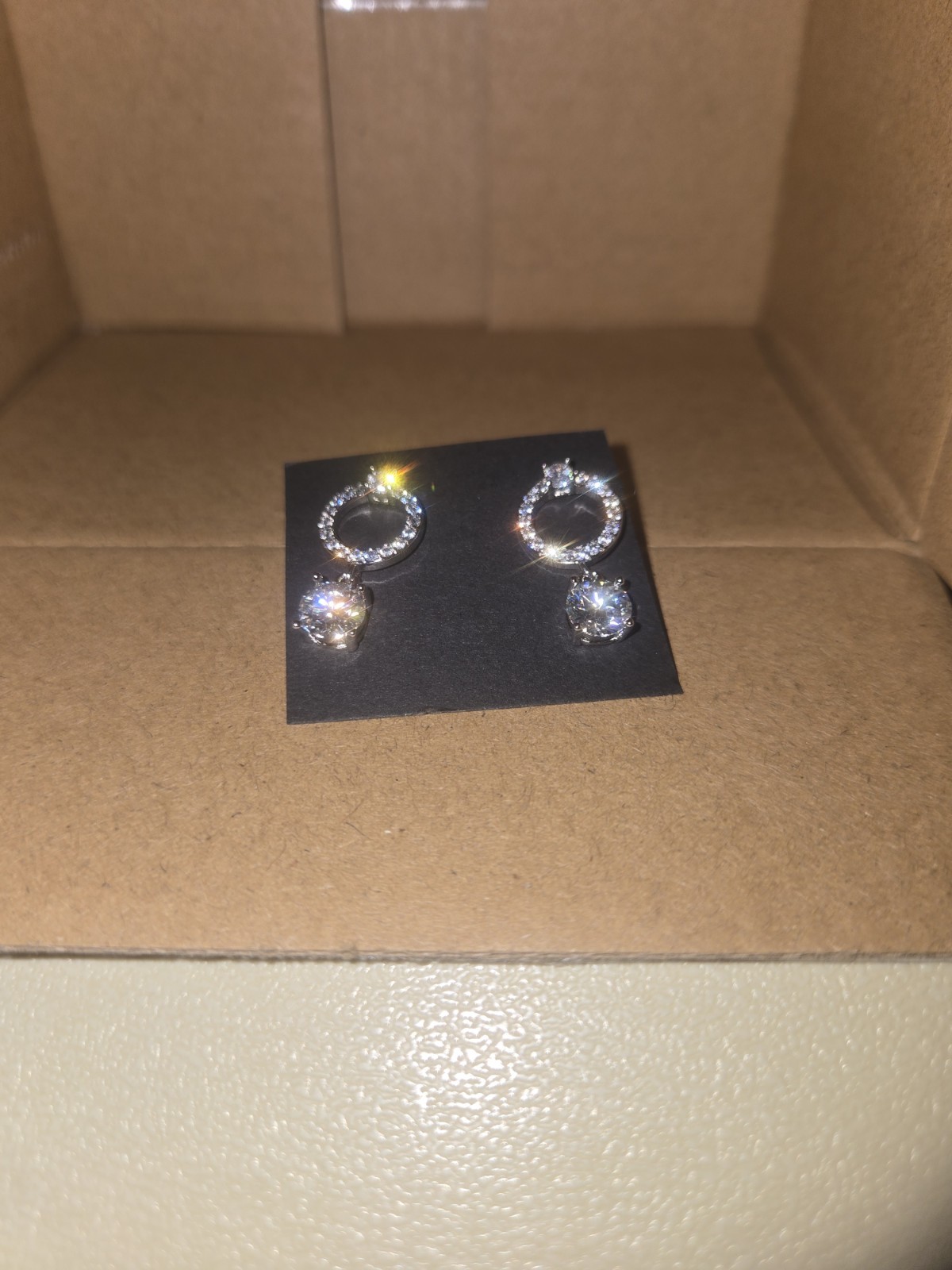 Silver Round White/Colorless Moissanite diamond Dangle Drop Earrings