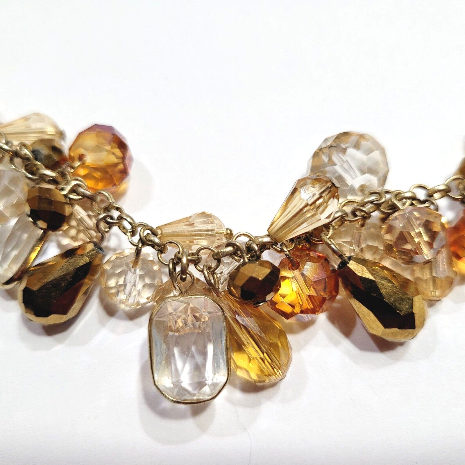 Chunky Cluster Statement Multi Colored Faceted Glass Charm Drop Necklace 21 Inch