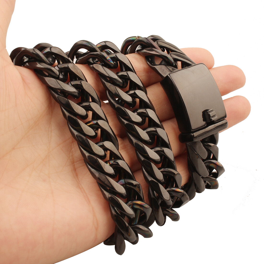 13mm/16mm Silver Gold Black Stainless Steel Cuban Link Chain Necklace 16in-40in