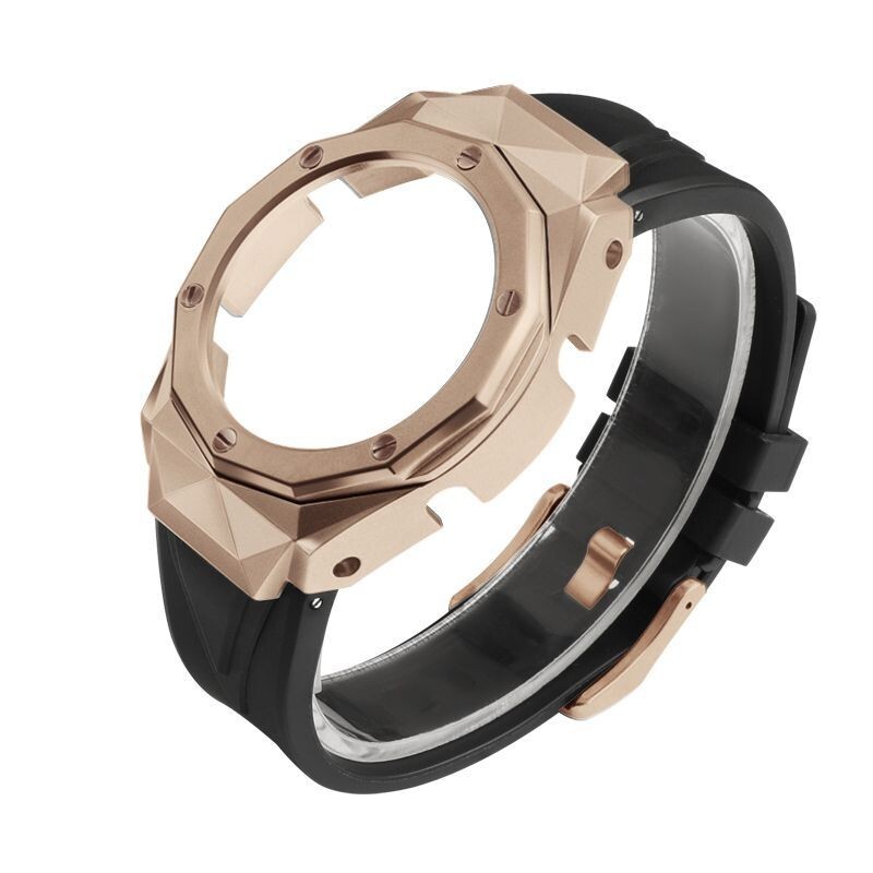 For G-Shock GA-2100 GA2110 CasiOak Mod Kit Steel Diamond Bezel Case Rubber Strap