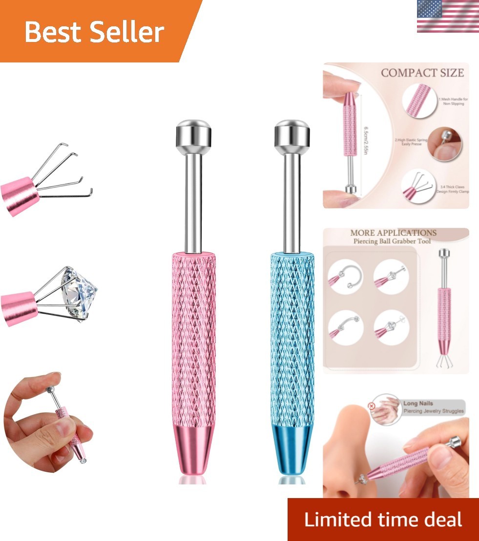 Multi-Use Piercing Grabber Tool – 2 Pcs Stainless Steel for Precision Jewelry