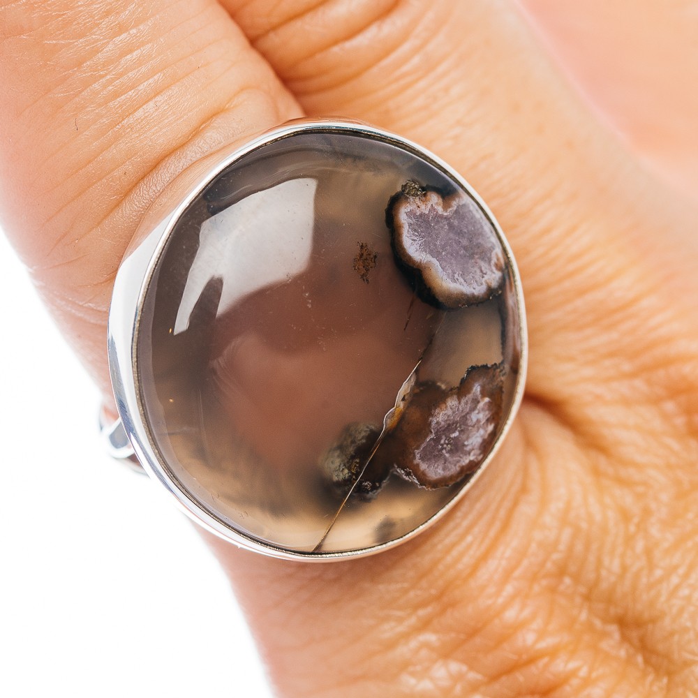 Flower Agate Ring Size 9.5 (.925 Sterling Silver)