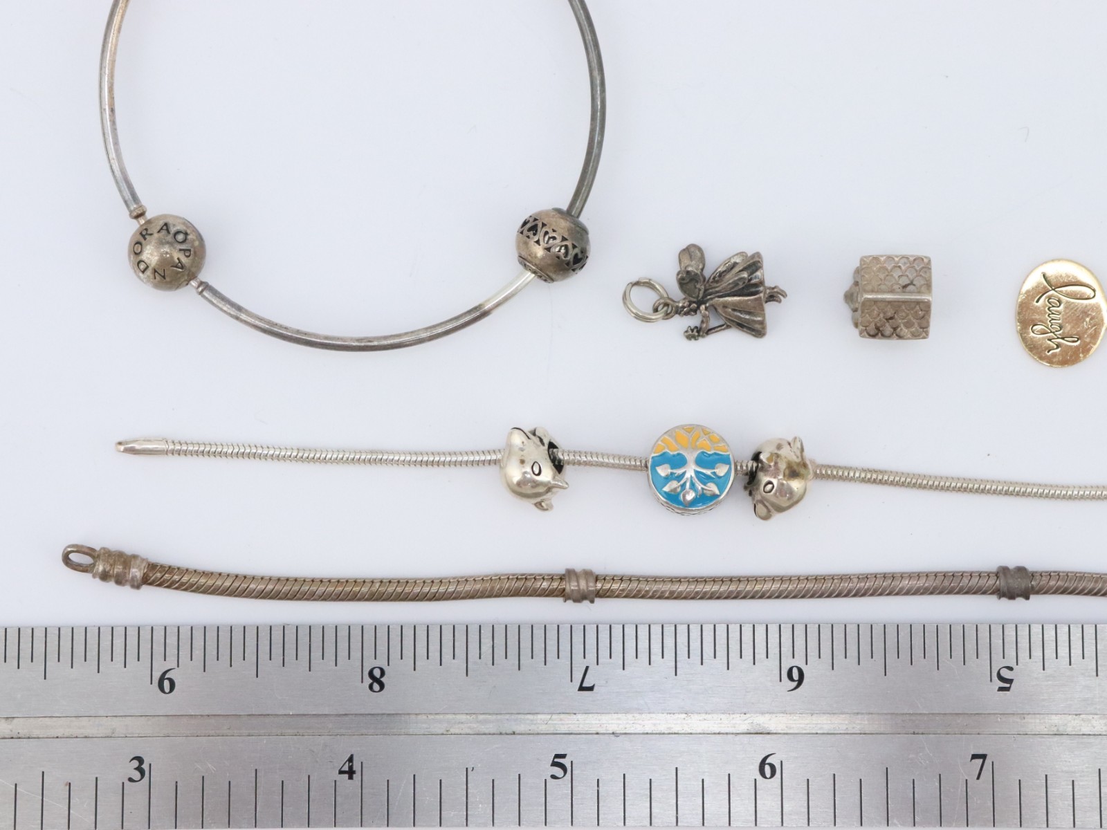 Pandora + OTHER 925 Sterling Silver Bangle Chain Charm Bracelet Lot 43 grams Bag