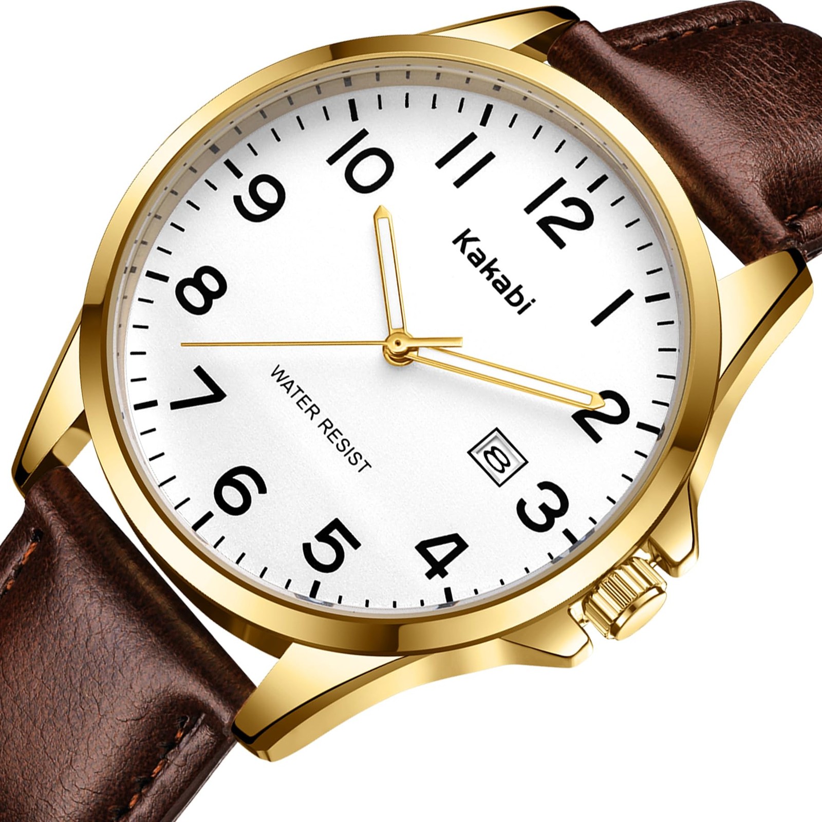 Kakabi Watch for Men, Fashion Minimalist Wrist 40MM, 01-BrownWhite