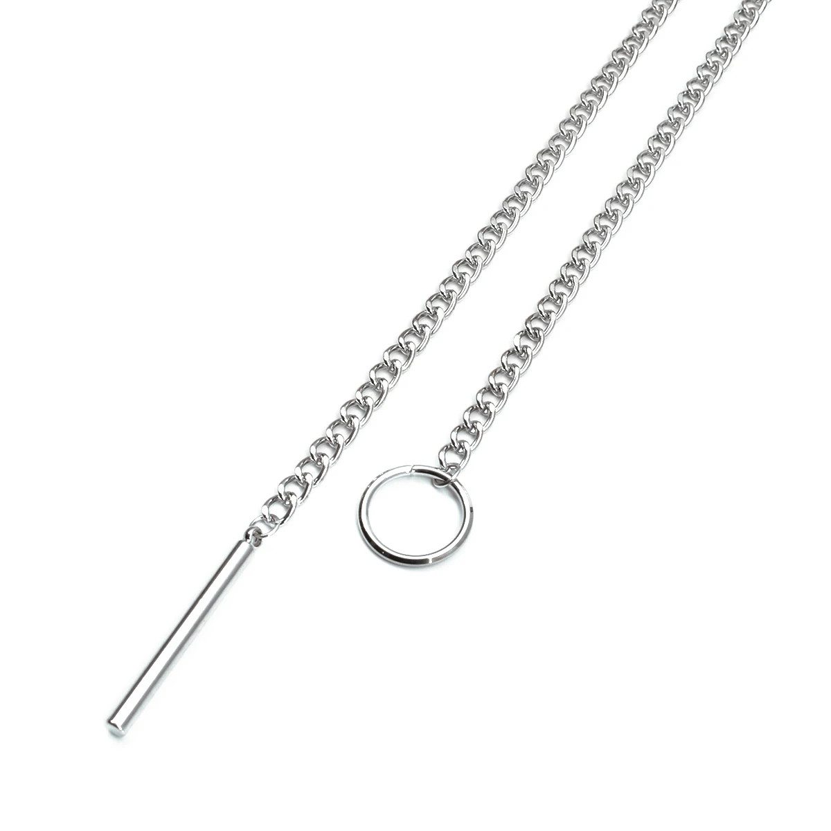Black Slip Chain Necklace Choker Gothic Bar Pendant Lariat Layering Jewelry