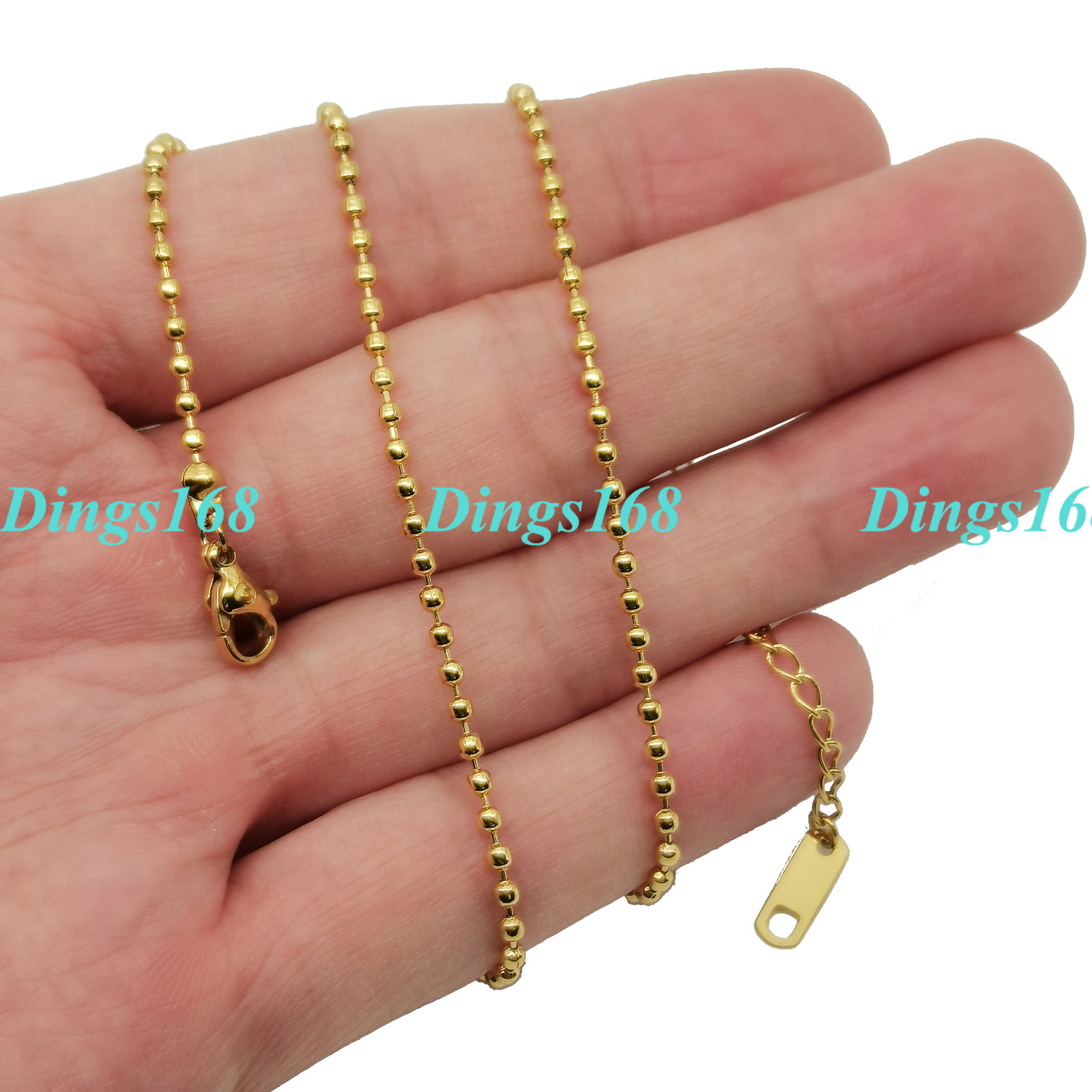 Men&Women’s Real 18K Gold Filled 2mm wide Italian Round Bead Chain Necklace X992