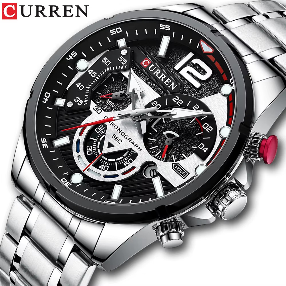 Men’s Casual Business Chronograph Watch Waterproof Stainless Steel Quartz