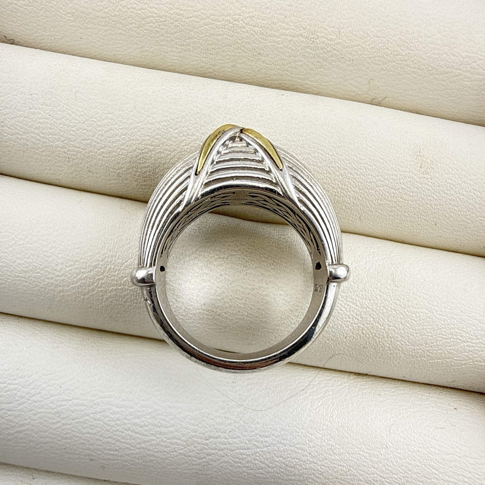 Ann King Ring Sterling Silver 18k Yellow Gold Cable Dome 3D Modernist Size 7 QVC