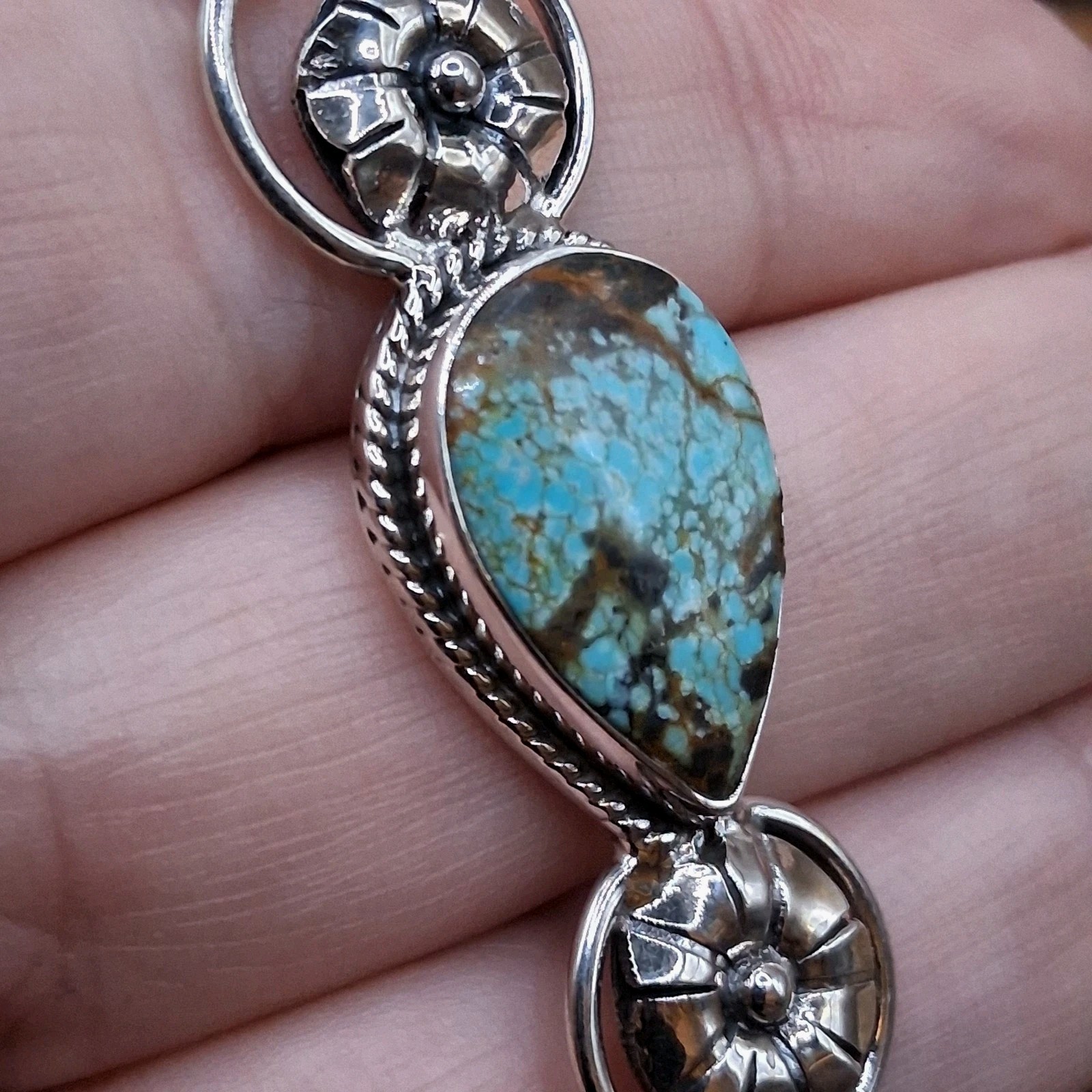 Number 8 Turquoise Sterling Silver Bracelet 11.7g Southwestern Navajo Style