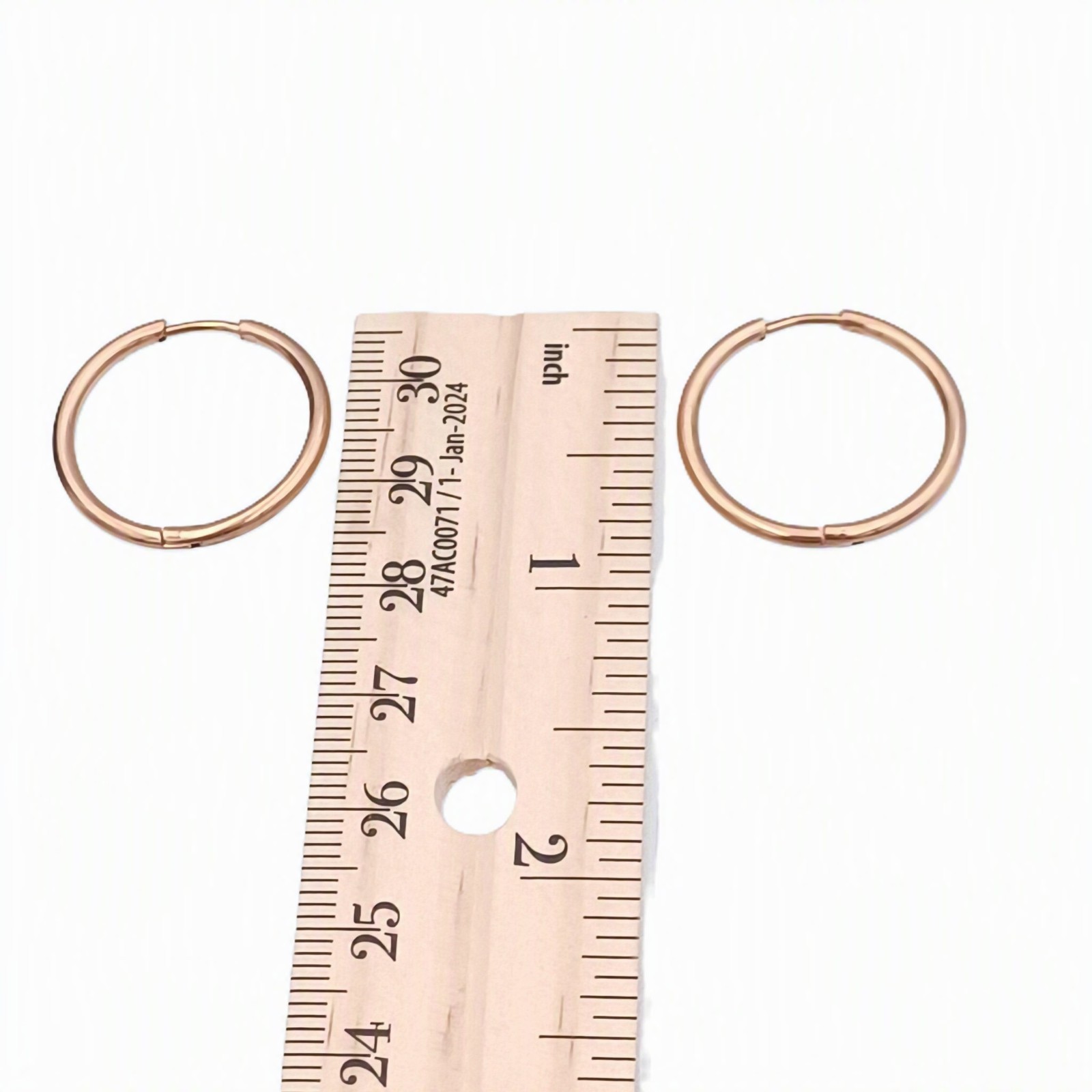 Rose Gold Stainless Steel Hoop Earrings – Minimalist Huggie Geometric Design