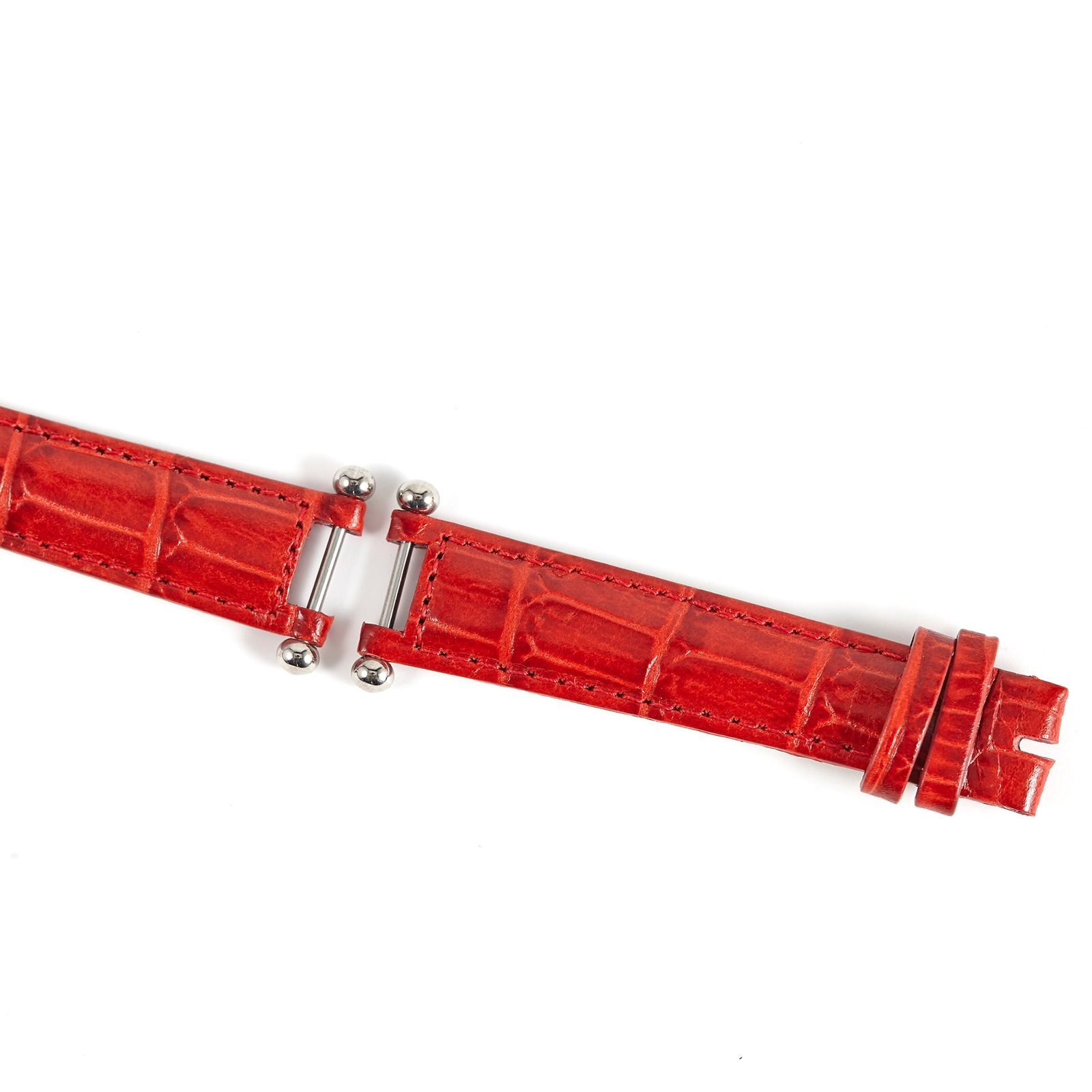 Ecclissi 15mm x 13mm Red Alligator Grain Strap notched with attachments 22340