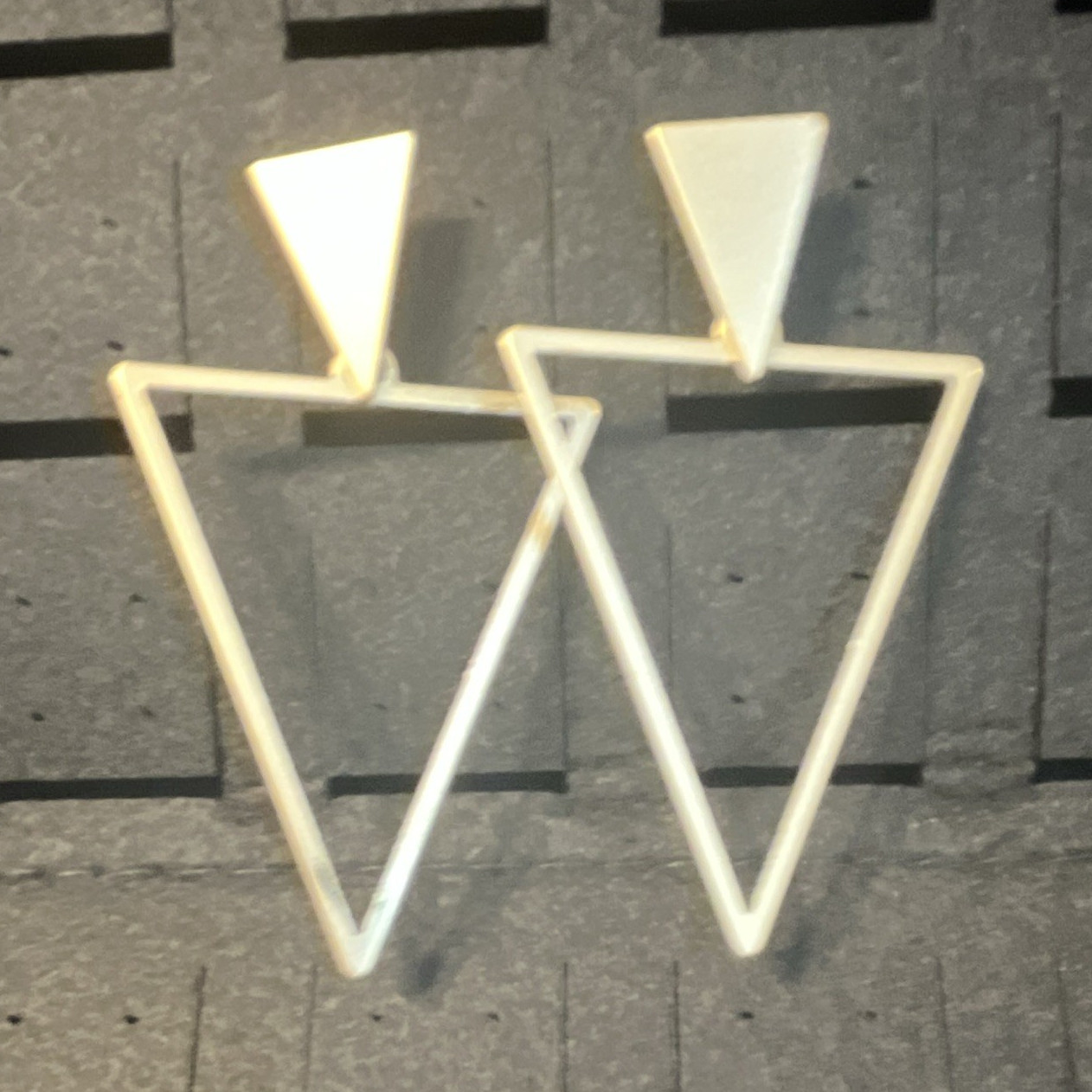 Gold Tone Metal Triangle Geometric Dangle/Drop Earrings Lobe