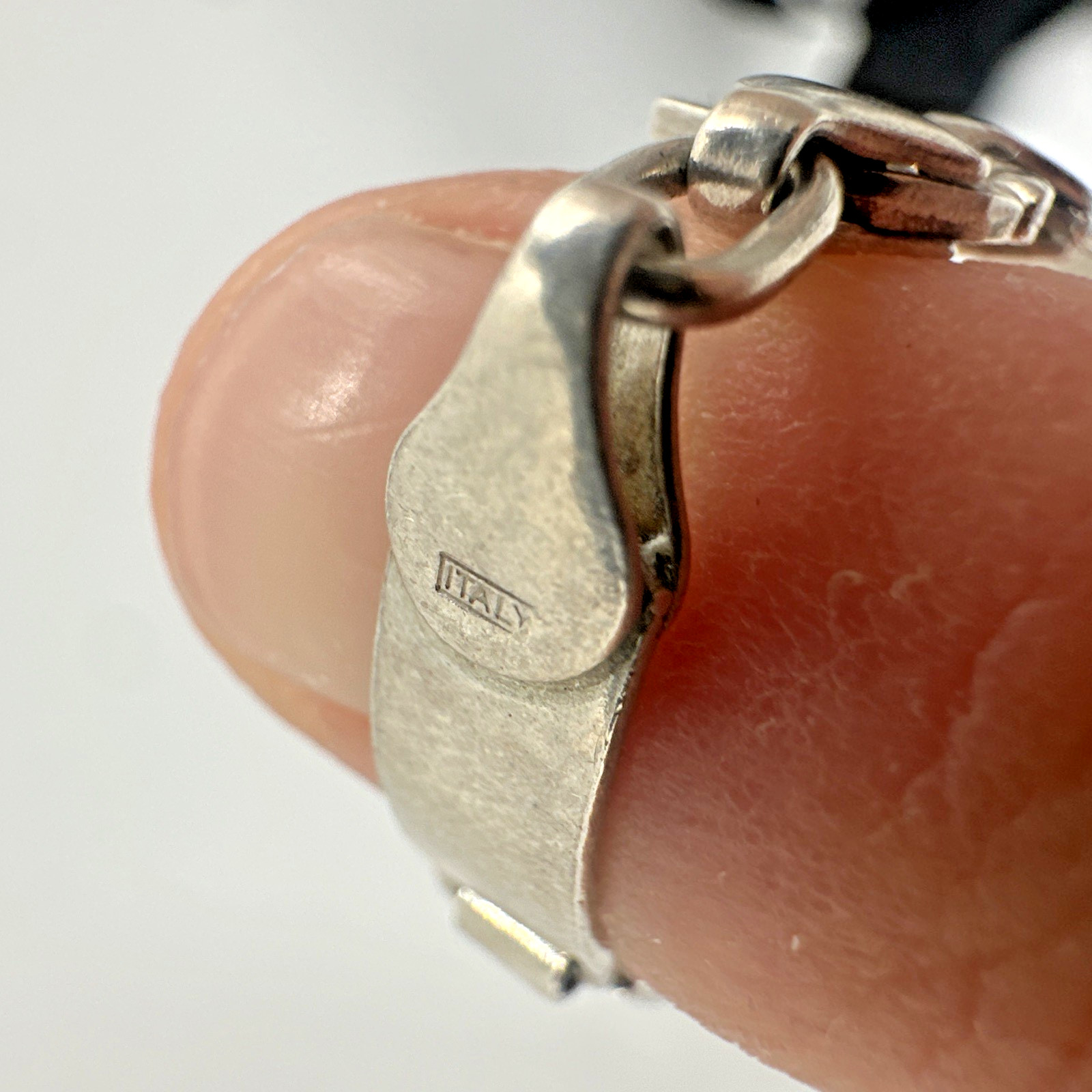 925 Sterling Silver Stampato Greek Key Link Bracelet Italy 8 Inches