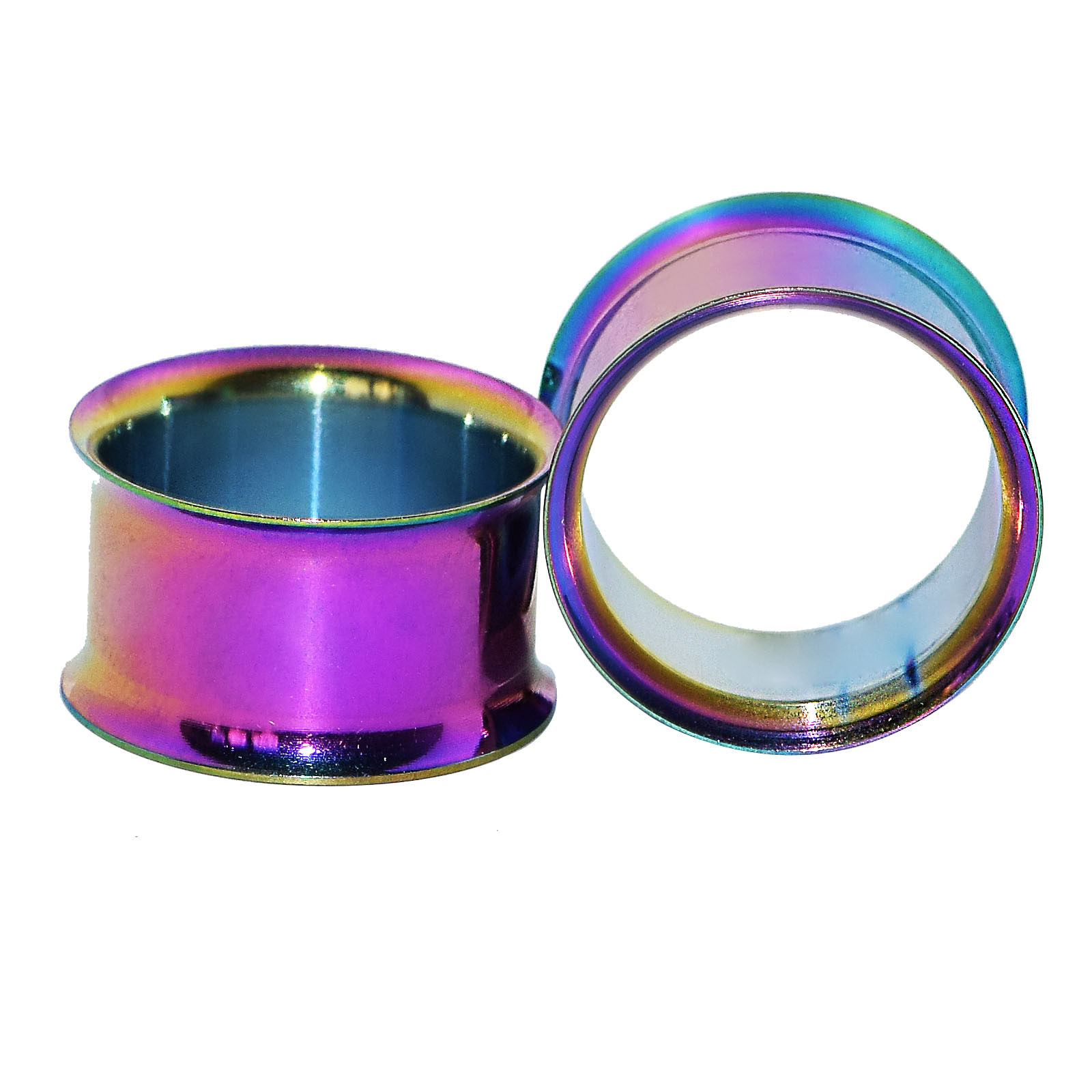 Pair Ear Tunnel Plug Stainless Steel Hollow Double Flared Expander Piercing