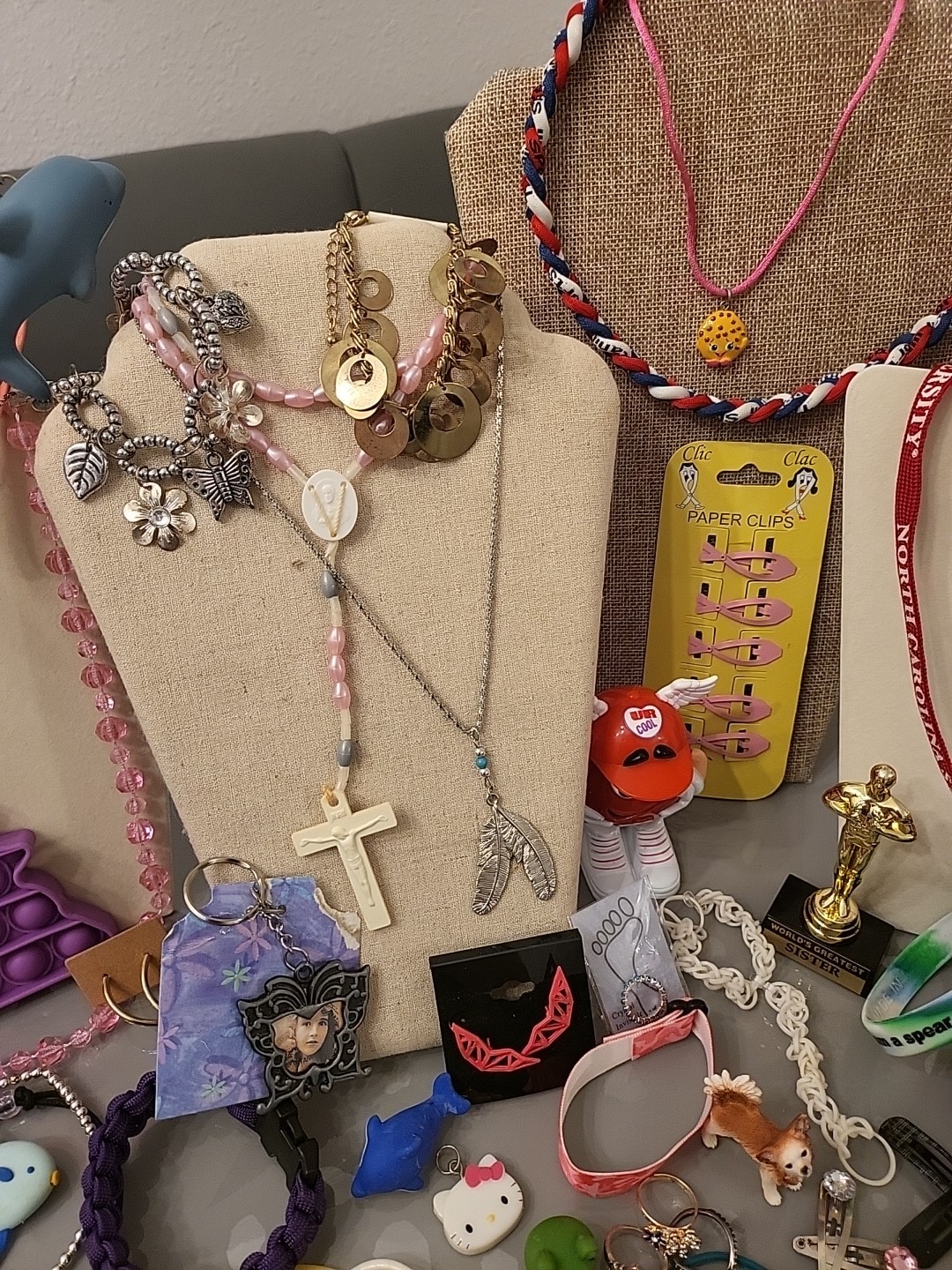 Costume Jewelry Lot 90 Pc + Girls Dress Up Box Collectibles, Hair Pcs And MoreG3