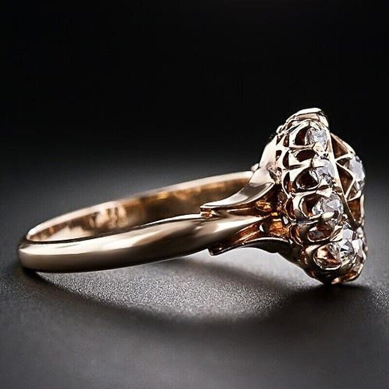 Iconic Retro Vintage Style Ring 2 Ct CZ Ladies Anniversary Ring 14K Gold Plated
