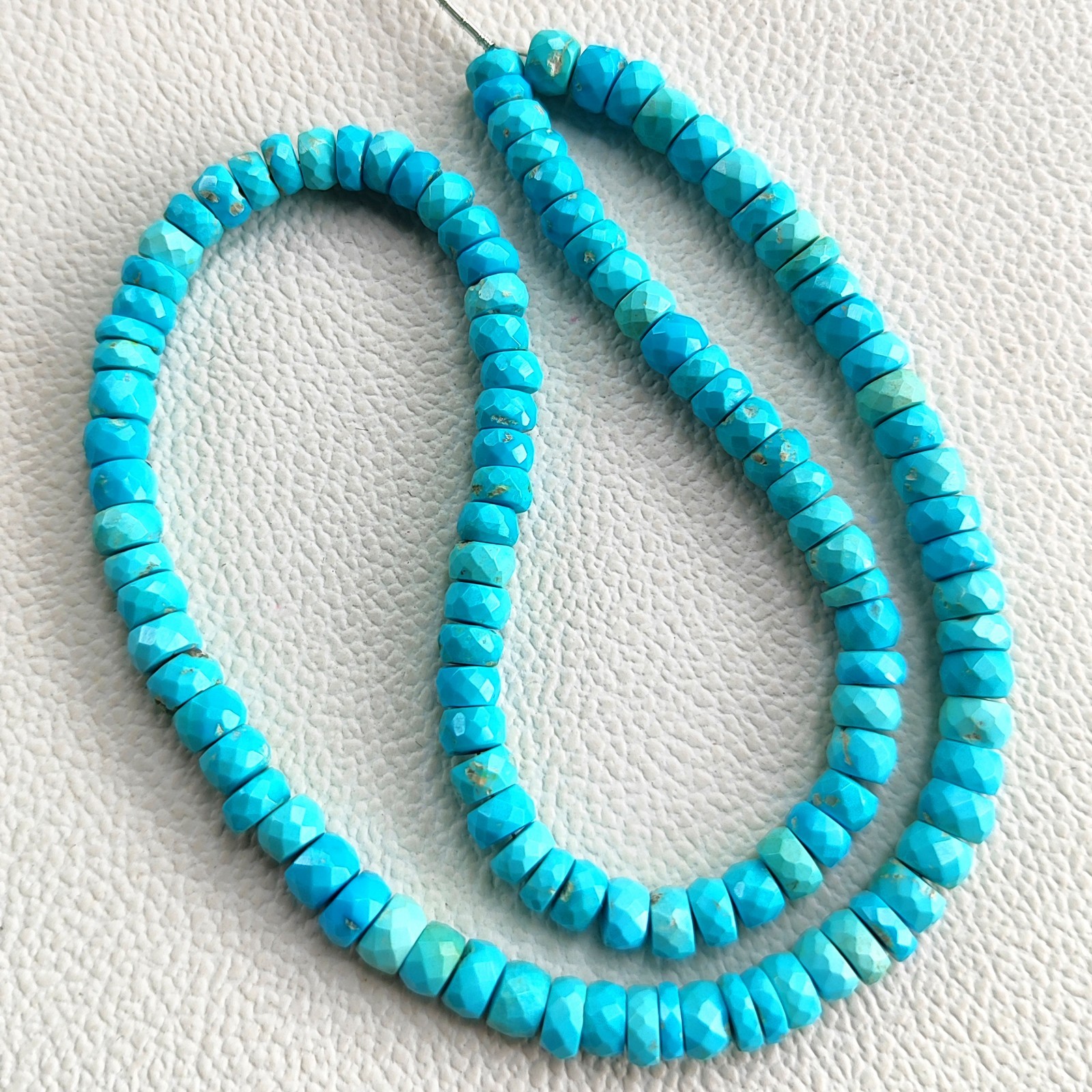 Arizona Turquoise Faceted Rondelle Beads 4-6mm Size 16″ Gemstone Strand