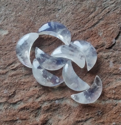 8 Pcs !! 100% Natural Rainbow Moonstone 4×10 mm Moon Shape Loose Gemstone VJ-243