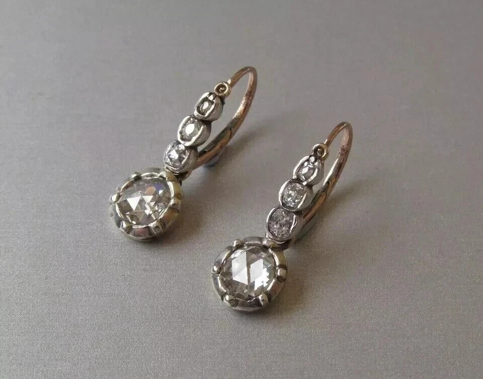 Art Deco Style Round Lab Created Diamond Anniversary 14K White Gold FN Earrings