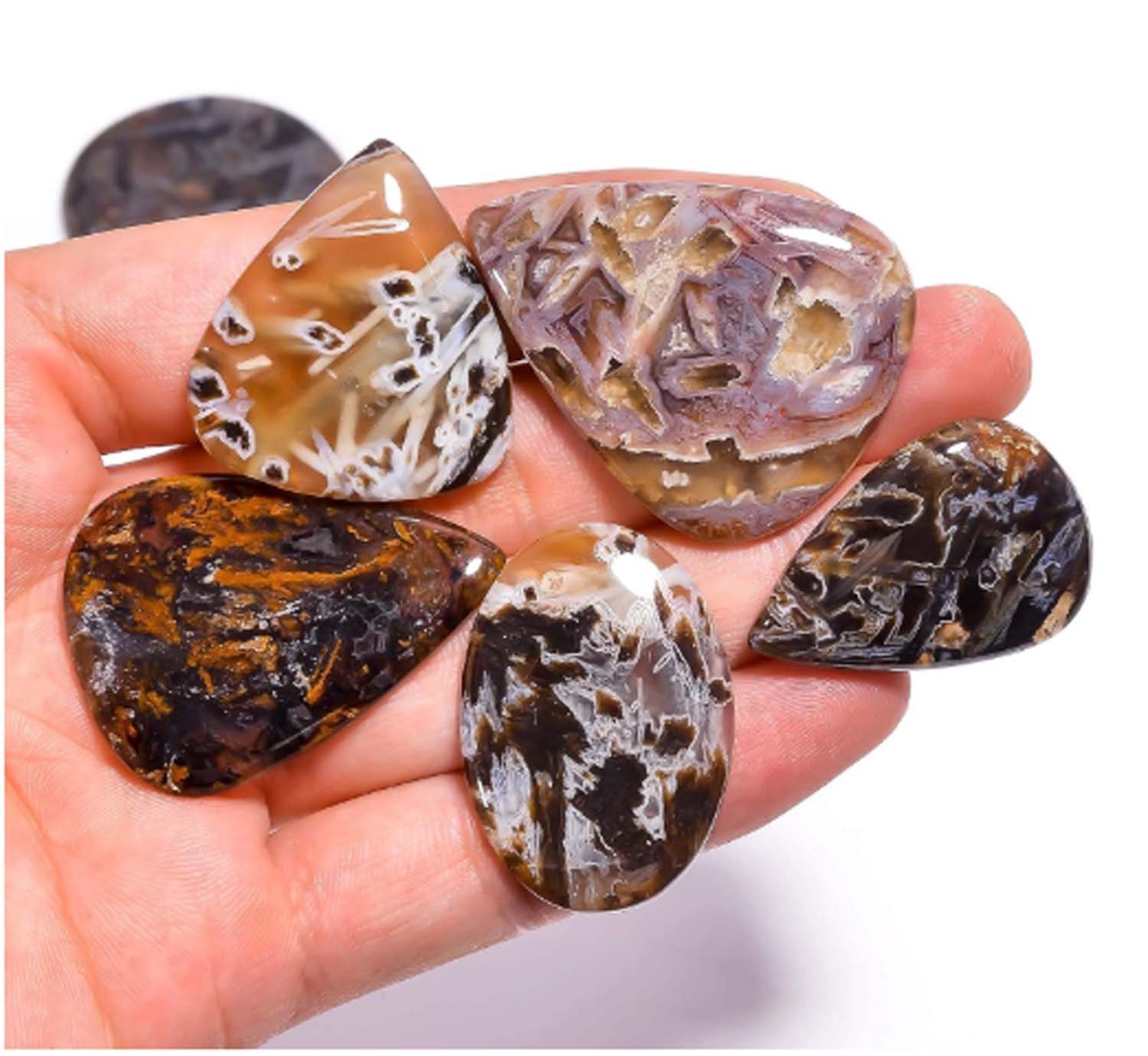 100.00 Cts Natural Turkish Stick Agate Mix Shape Cab 3 Pcs Lot Loose Gemstone