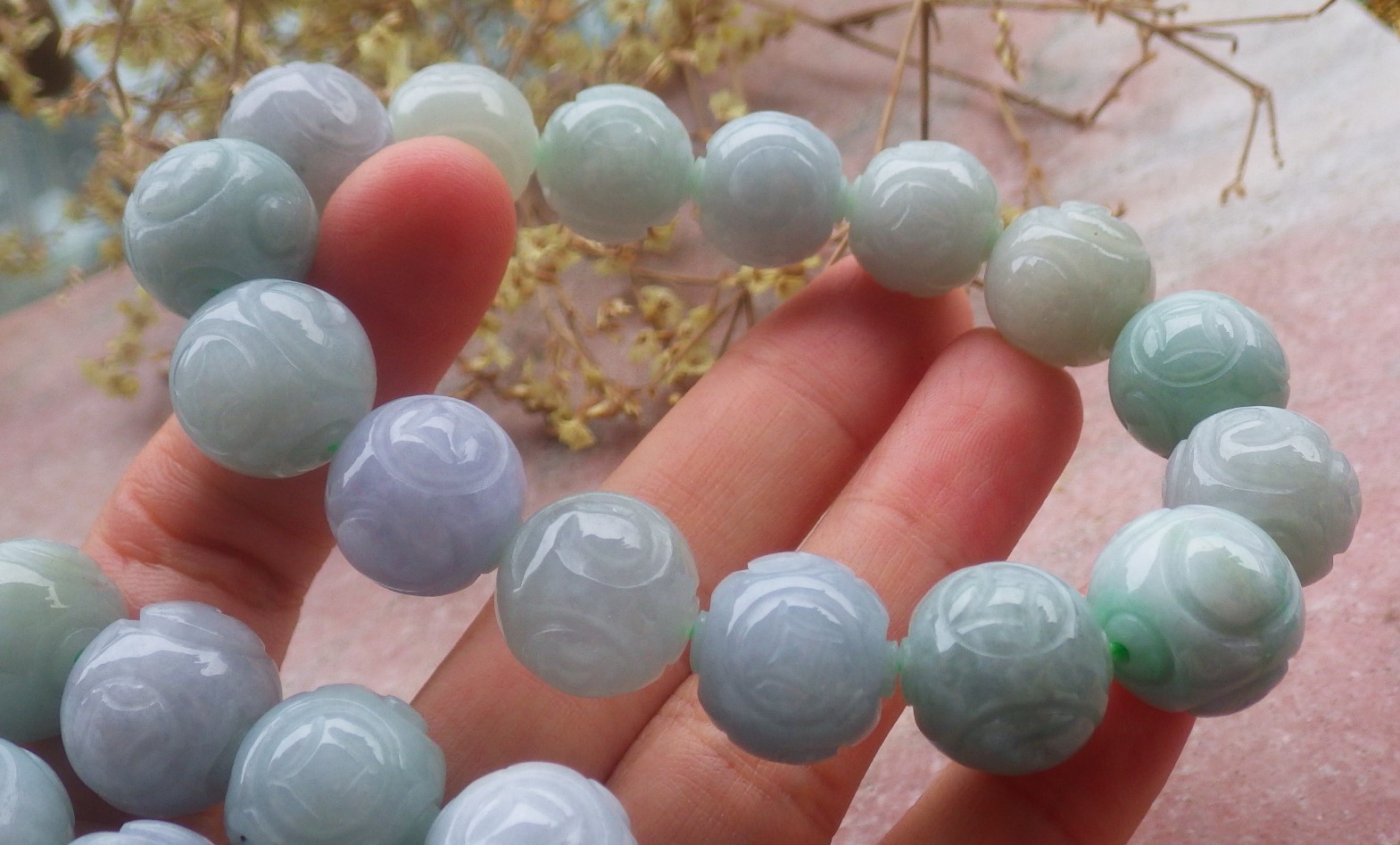 1 piece Green A JADE Jadeite Beads Bangle Coin Bracelet 7.5 inches 14 mm 734414