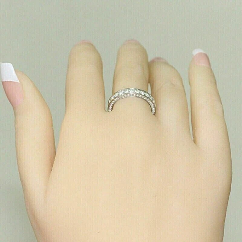 3Ct Lab Created Diamond Round Cut Wedding Band Ring 14K White Gold Plated