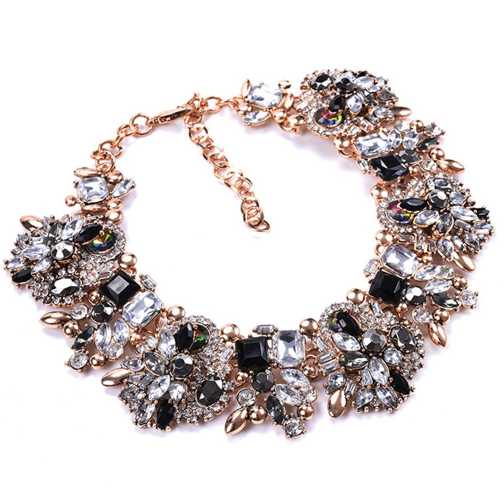 Crystal Rhinestone Chunky Statement Choker Collar Necklace
