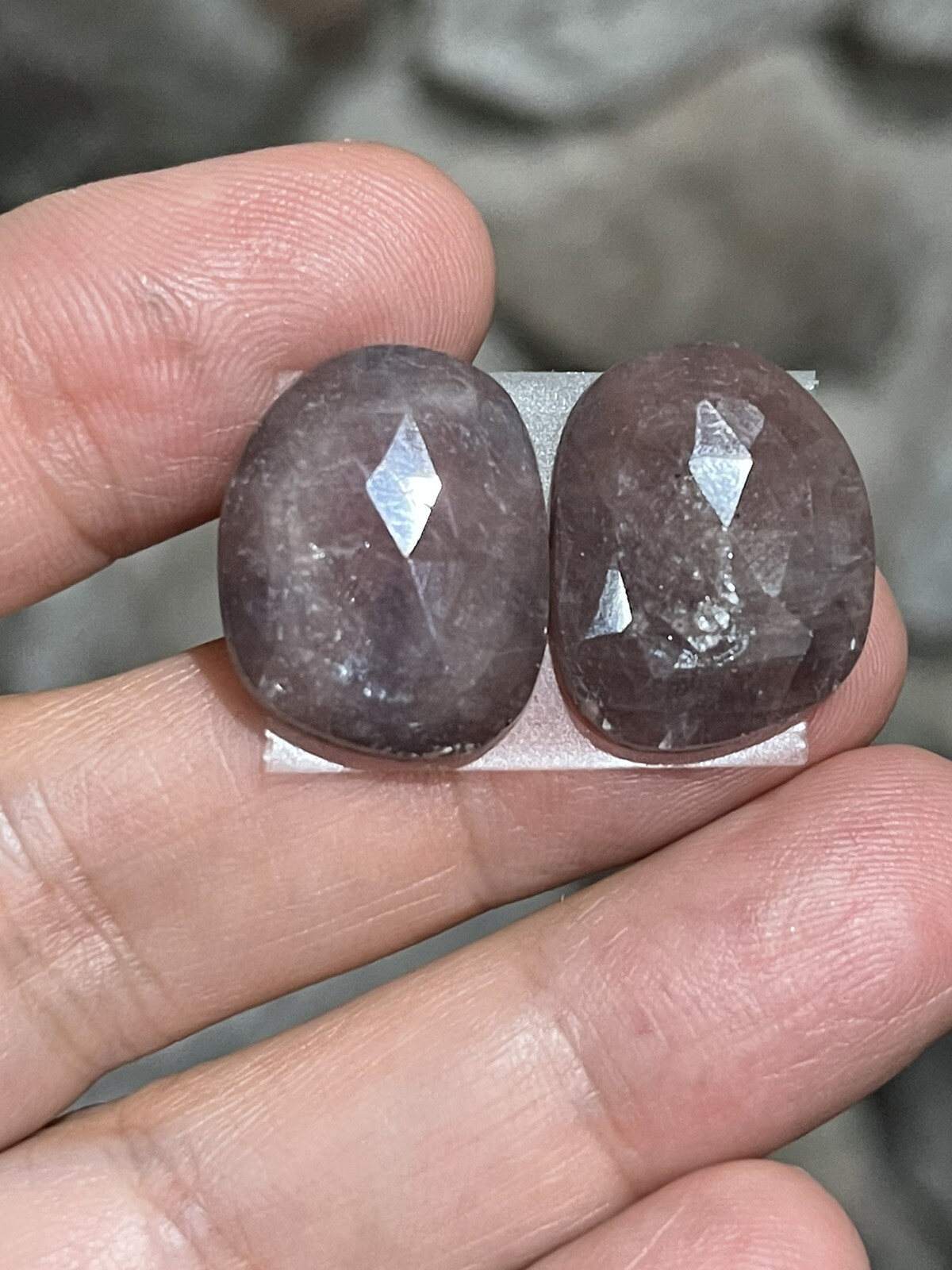 30.8ct 19.6×15.6×4.7mm Pair Dusty Pink Natural Sapphire Cabochons Rose Cut