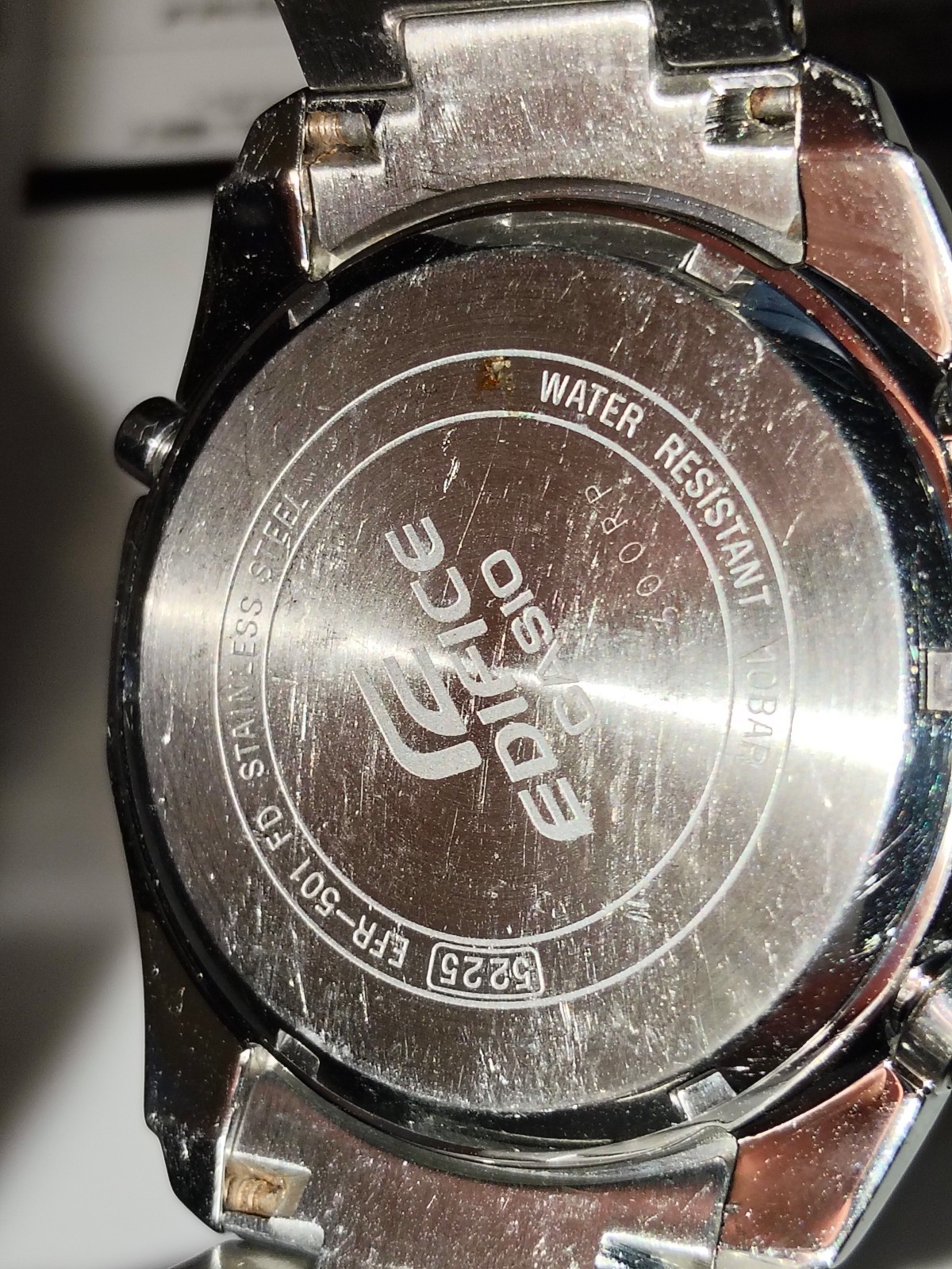 Casio Edifice EFR-501 Chronograph Silver Dial Men’s Watch – New Battery / Tested