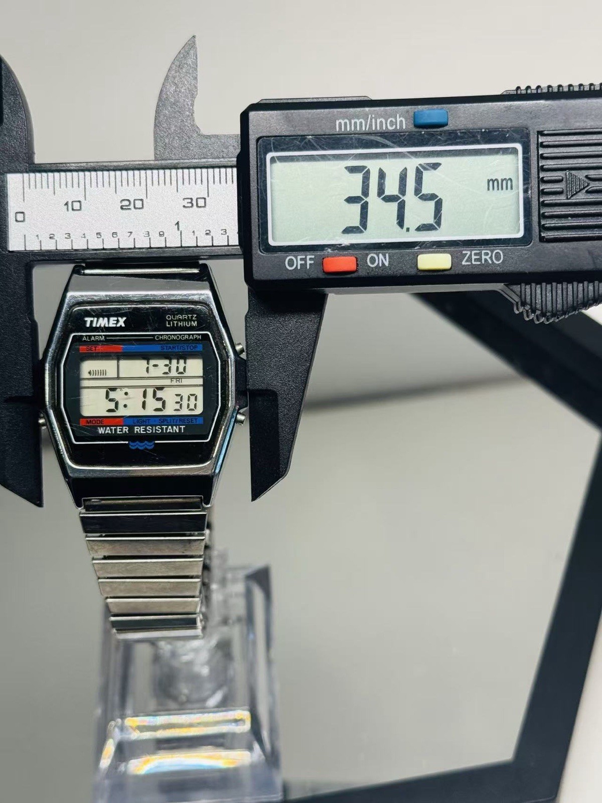 Vintage Timex Lithium Digital Alarm Chronograph Men Watch 34mm Runs New Battery
