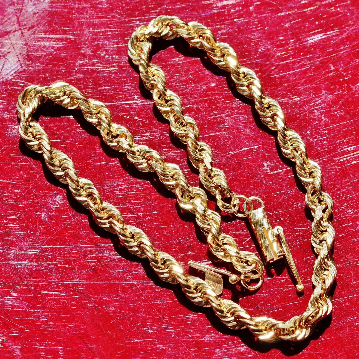 10k yellow gold bracelet 8.75″ solid diamond cut rope chain 7.8g Michael Anthony