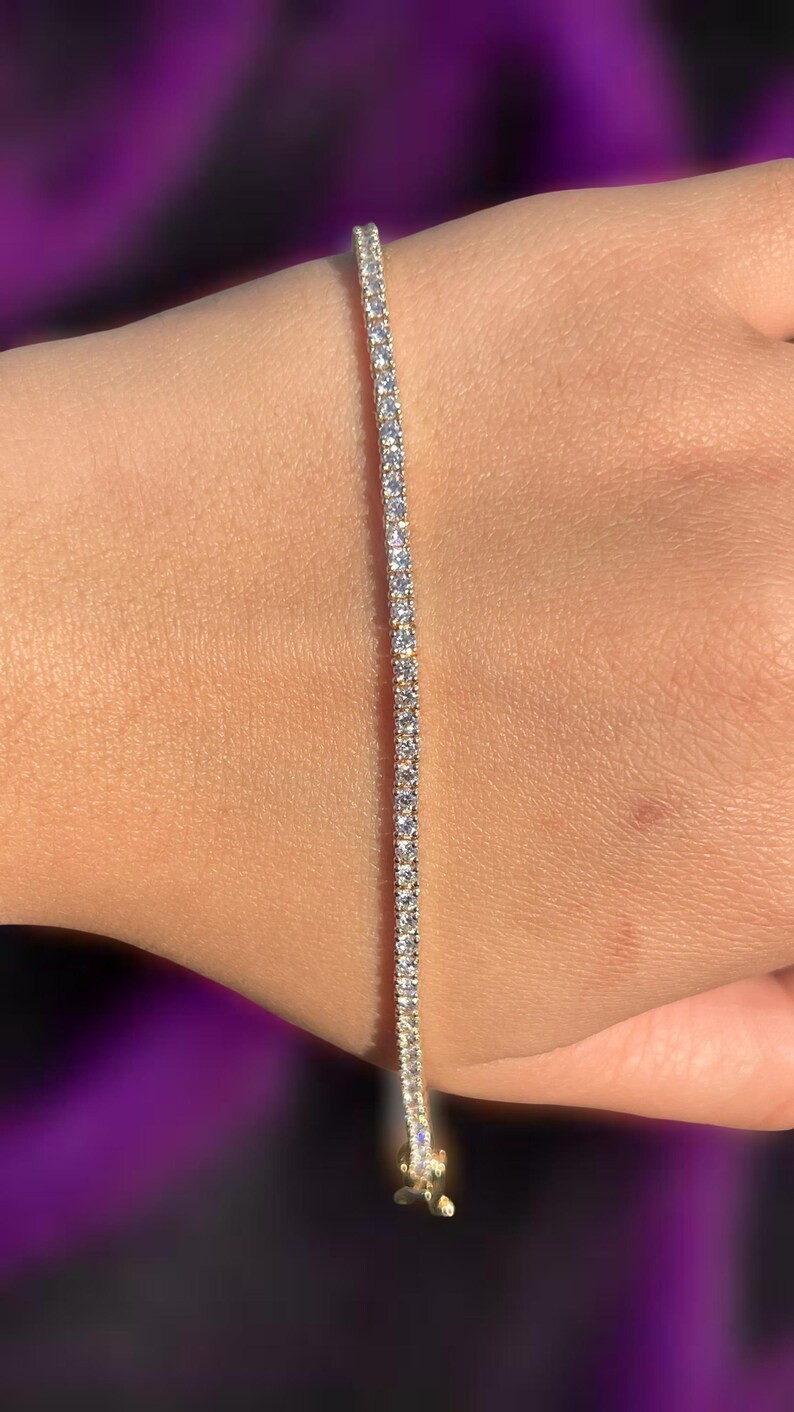 Valentine Gift 6.60CT Round Cut Natural Diamond Tennis Bracelet 14k Yellow Gold