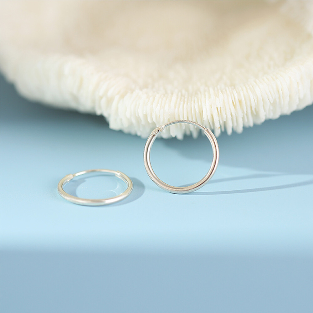 Elegant 925 Sterling Silver Hoop Earrings for Women Men Jewelry 8 10 12 14 16MM