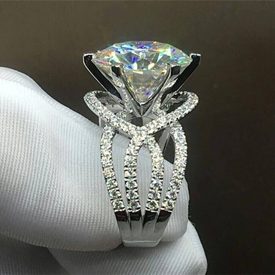 3 Ct Round Lab-Created Diamond Solitaire Anniversary Ring 14K White Gold Plated