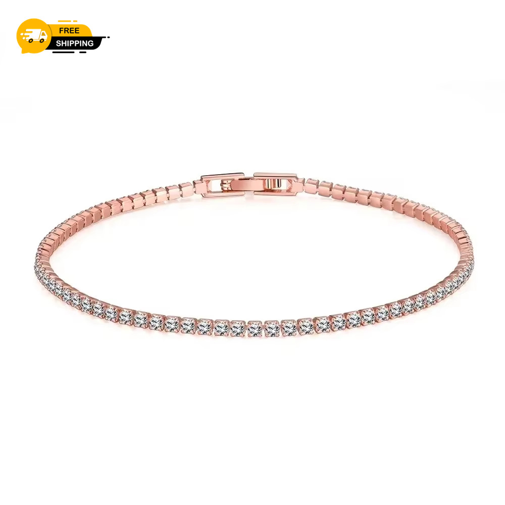 Sterling 925 Silver Jewelry 16Cm to 19Cm Tennis Bracelet 2Mm Zirconia Anniversar