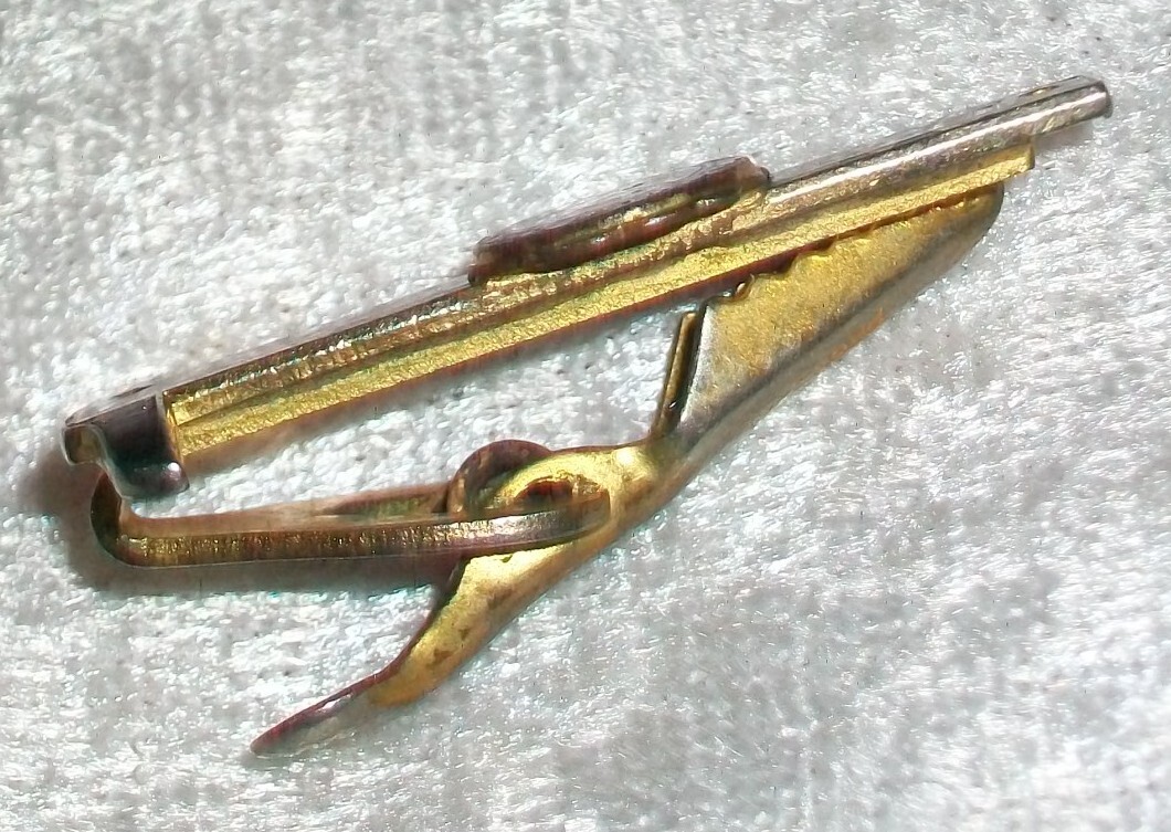 Vintage 1950’s Kinney 24K Gold EP Chicago Technical College T-square Tie Clasp