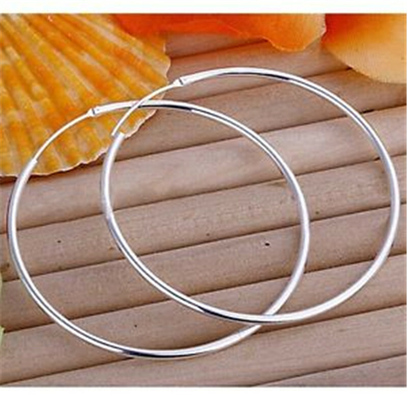 #BUY 1 GET 2nd FREE#Solid 18K White Gold Filled Thin Endless Hoop Earrings Z66