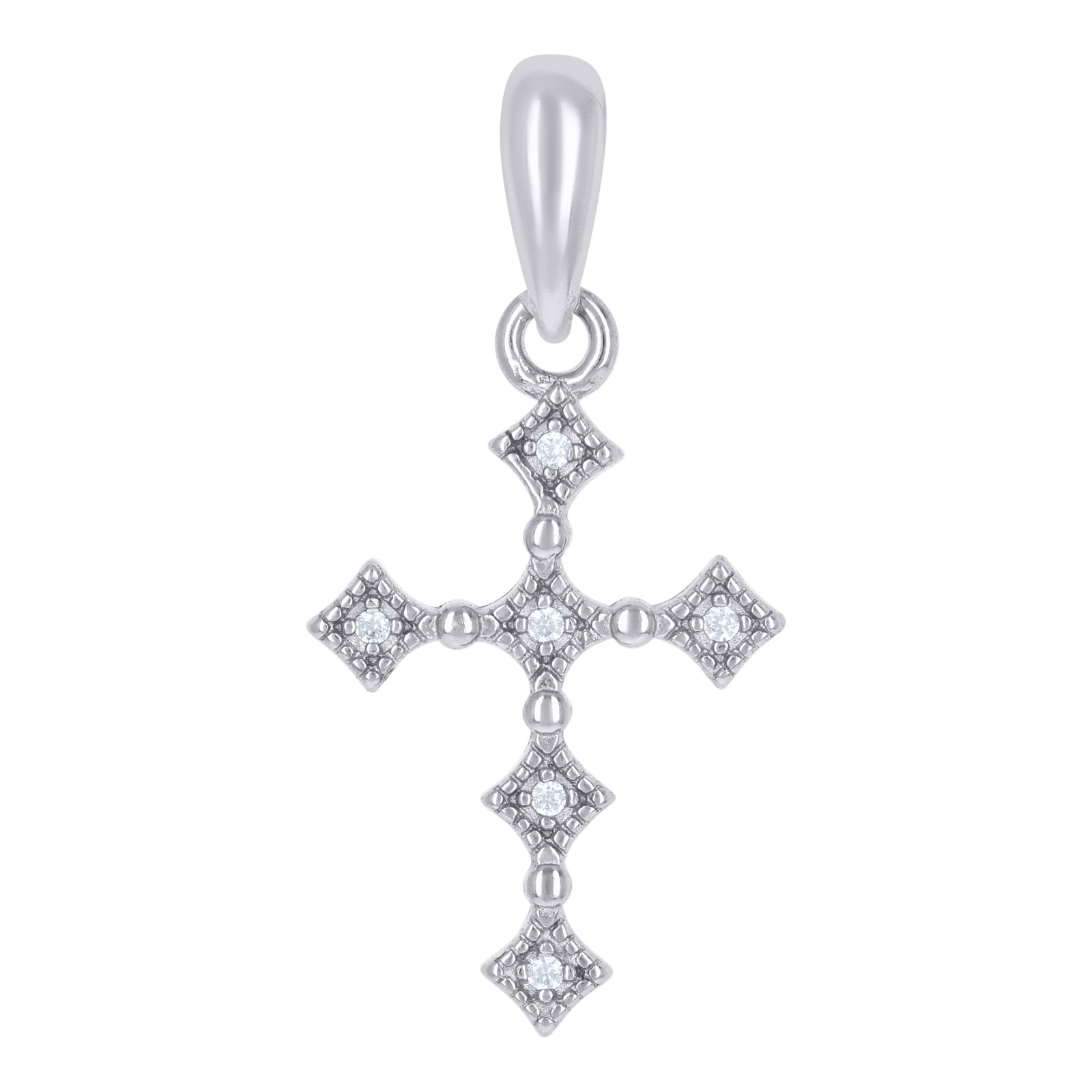 925 Sterling Silver Womens Cubic-Zirconia Cross Religious Charm Pendant