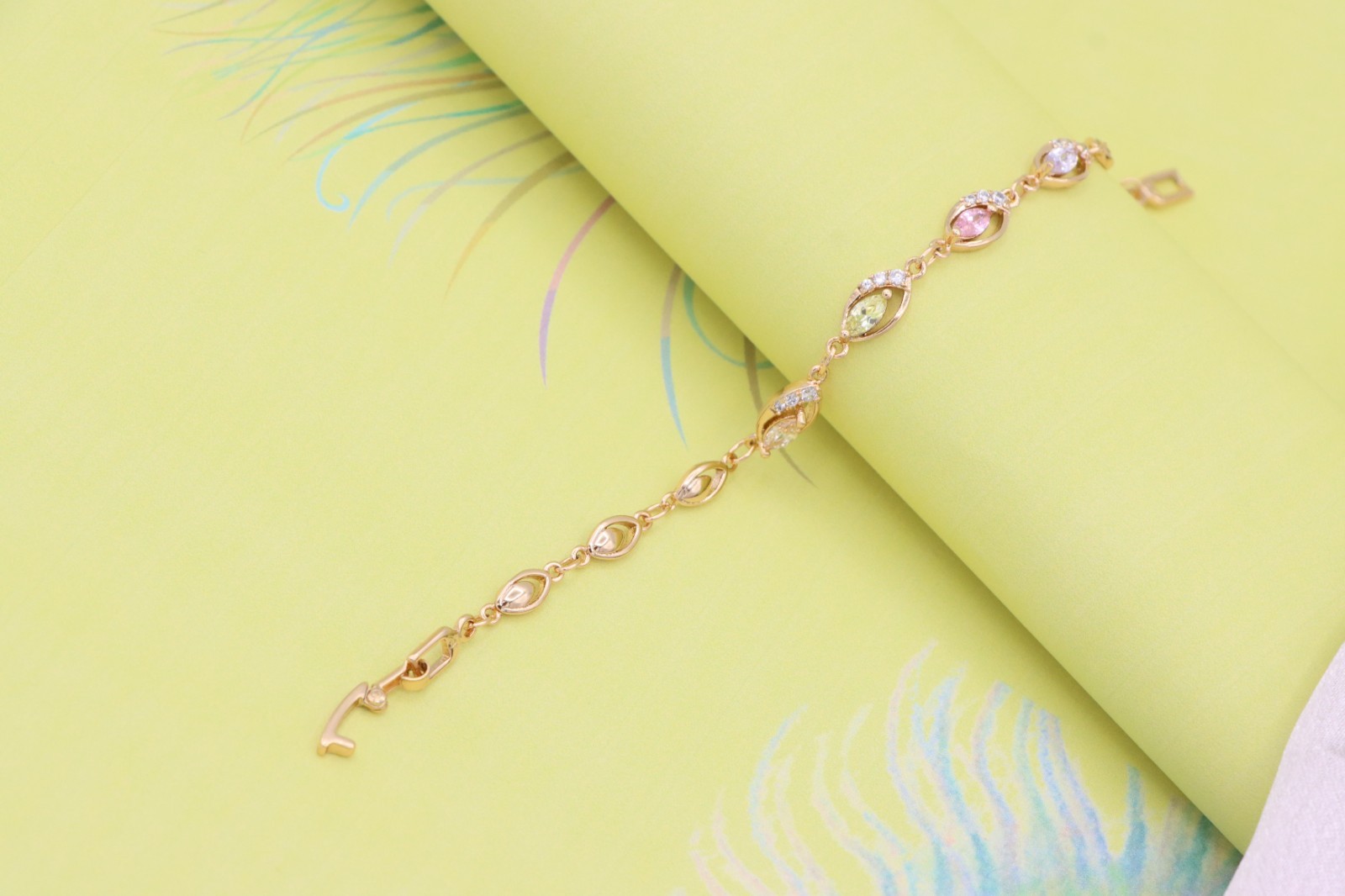 with Multicolor Stones and Crystals, XPBL0789 Rose Gold Bracelet
