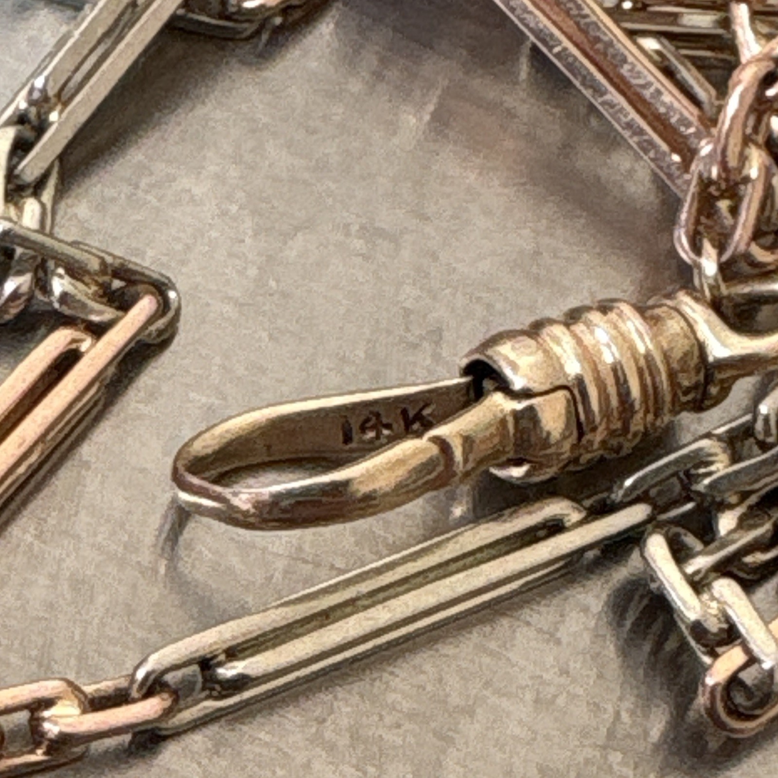 14K Gold Chain with Antique Waltham Pocket Watch 20 Years Gold Tone Case Repair