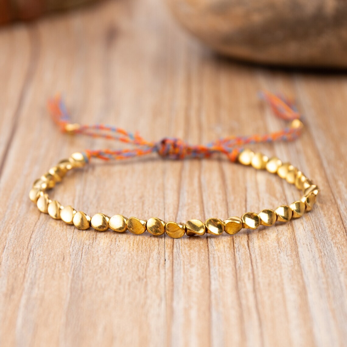 Tibetan Copper Beaded Braided Bracelet Wealth Luck Strength Bracelets Hand Woven