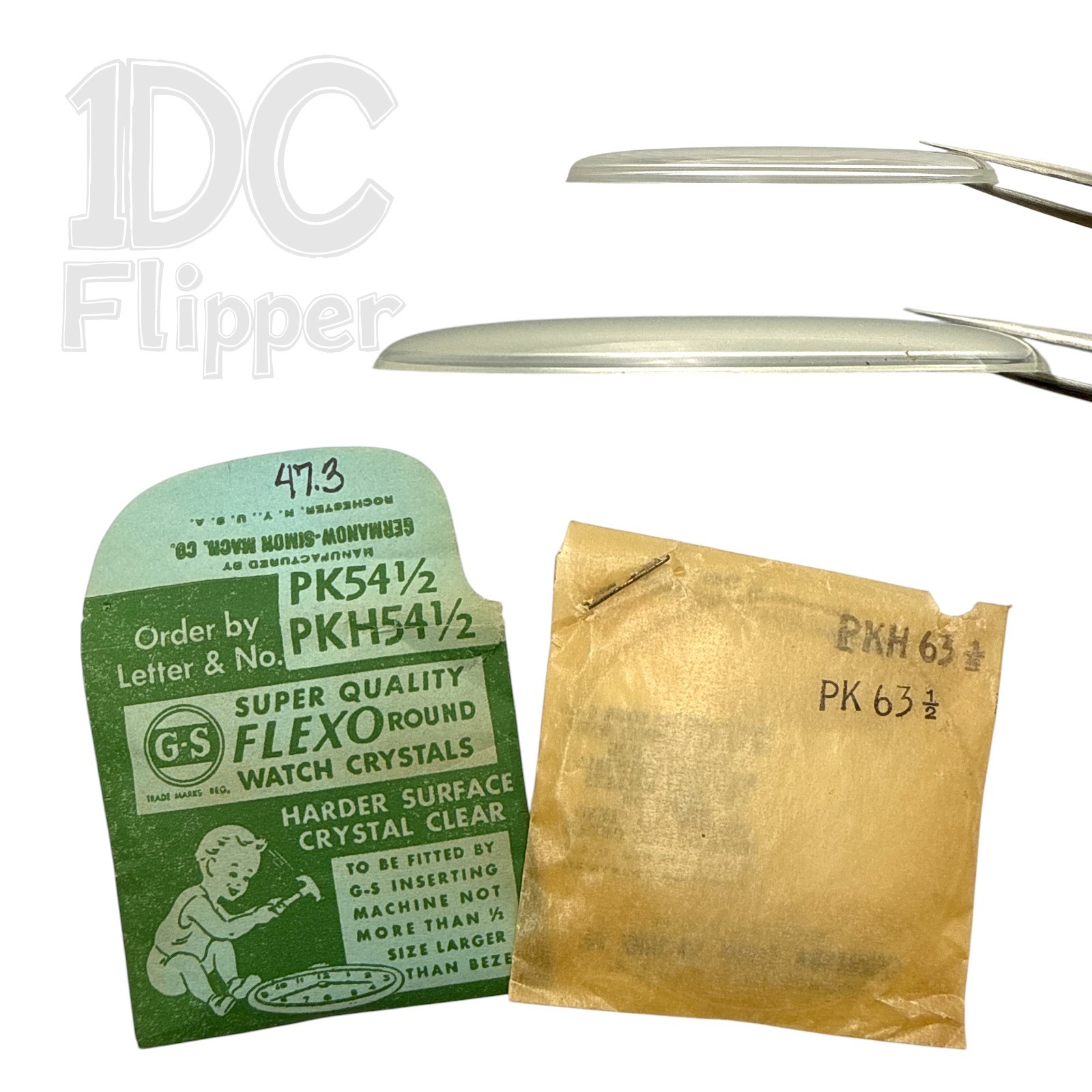 NORMAL DOME Pocket Watch Crystal Acrylic G-S Flexo PK 46.3 to 53.0 mm NOS Read!