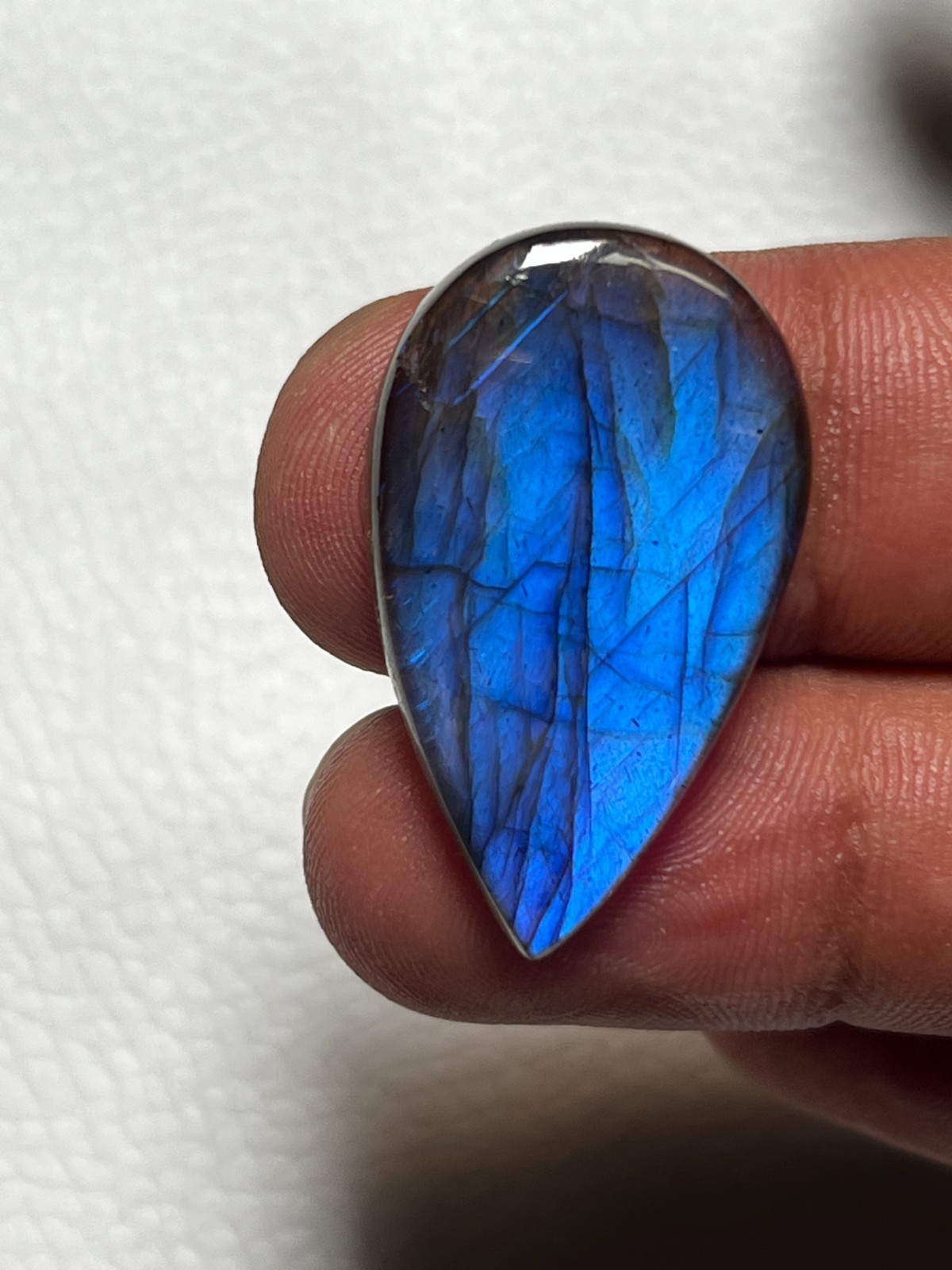 Natural Blue Labradorite Pear Cabochon 30x18mm 24Ct Loose Gemstone