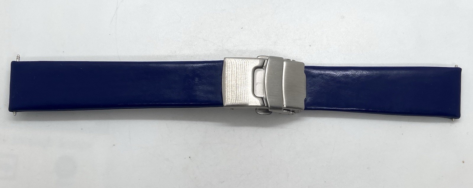 NEW NOS BLUE Watch Band 18mm Lugs Sport Push Button Deployant 6-3/8” Long