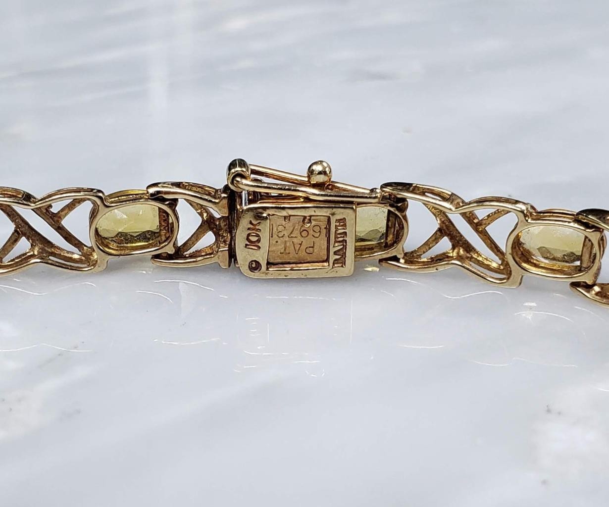 Yellow Stone / 10K Solid Yellow Gold Tennis Link Bracelet ~ 8.8grams ~ CS-2027