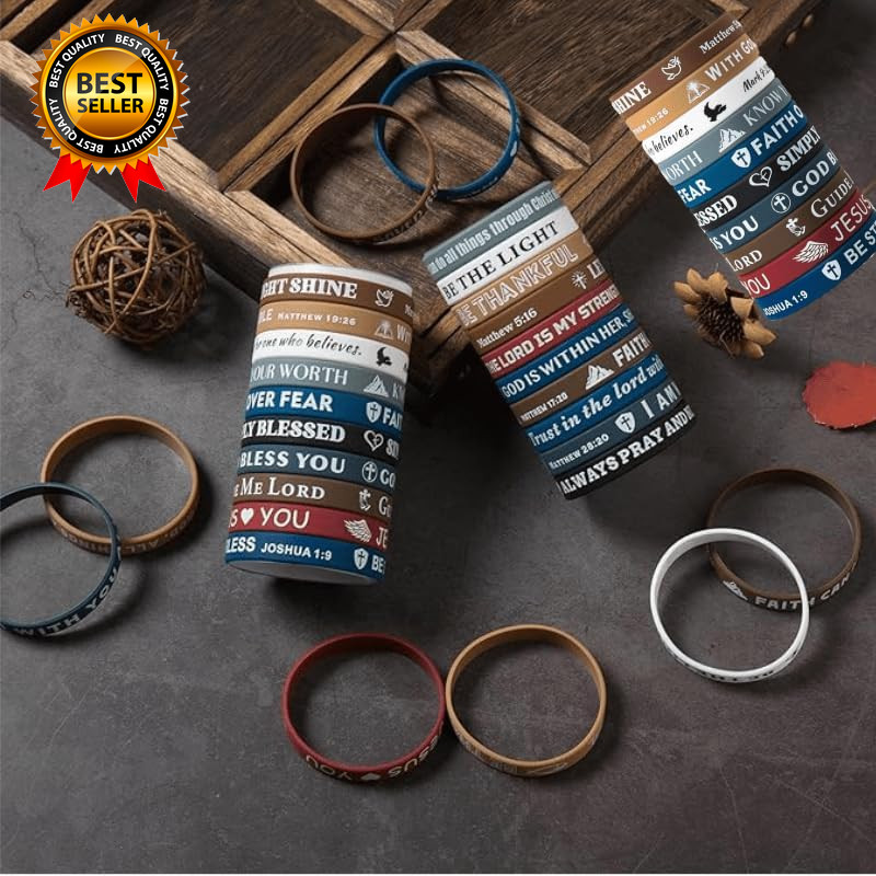 20PCS Bible Verse Silicone Bracelets Bible Verse Rubber Bracelets Religious