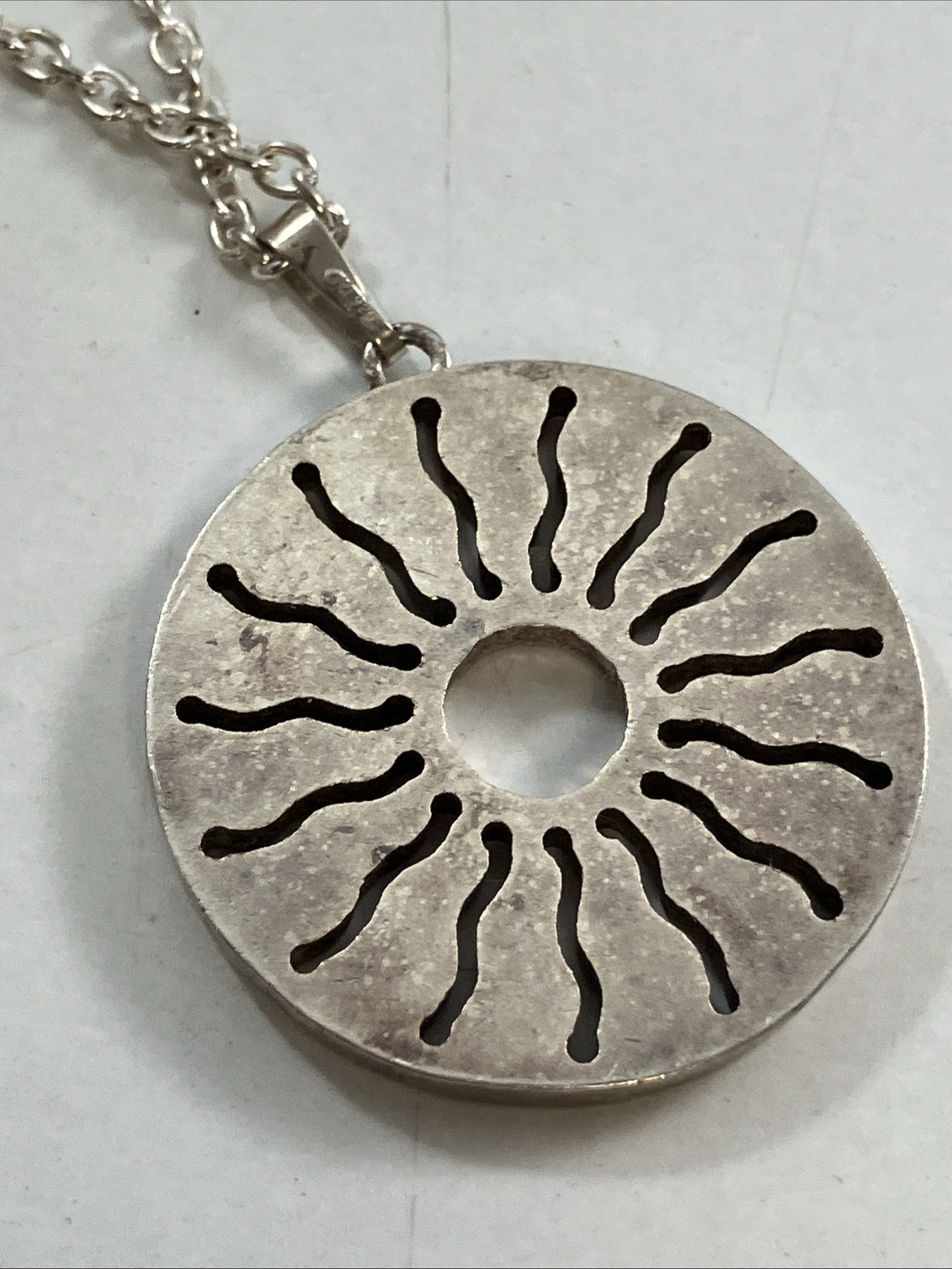 Bernhard Weber Sterling Silver Modernist Celestial Sun Burst & 17” 925 Chain 18g